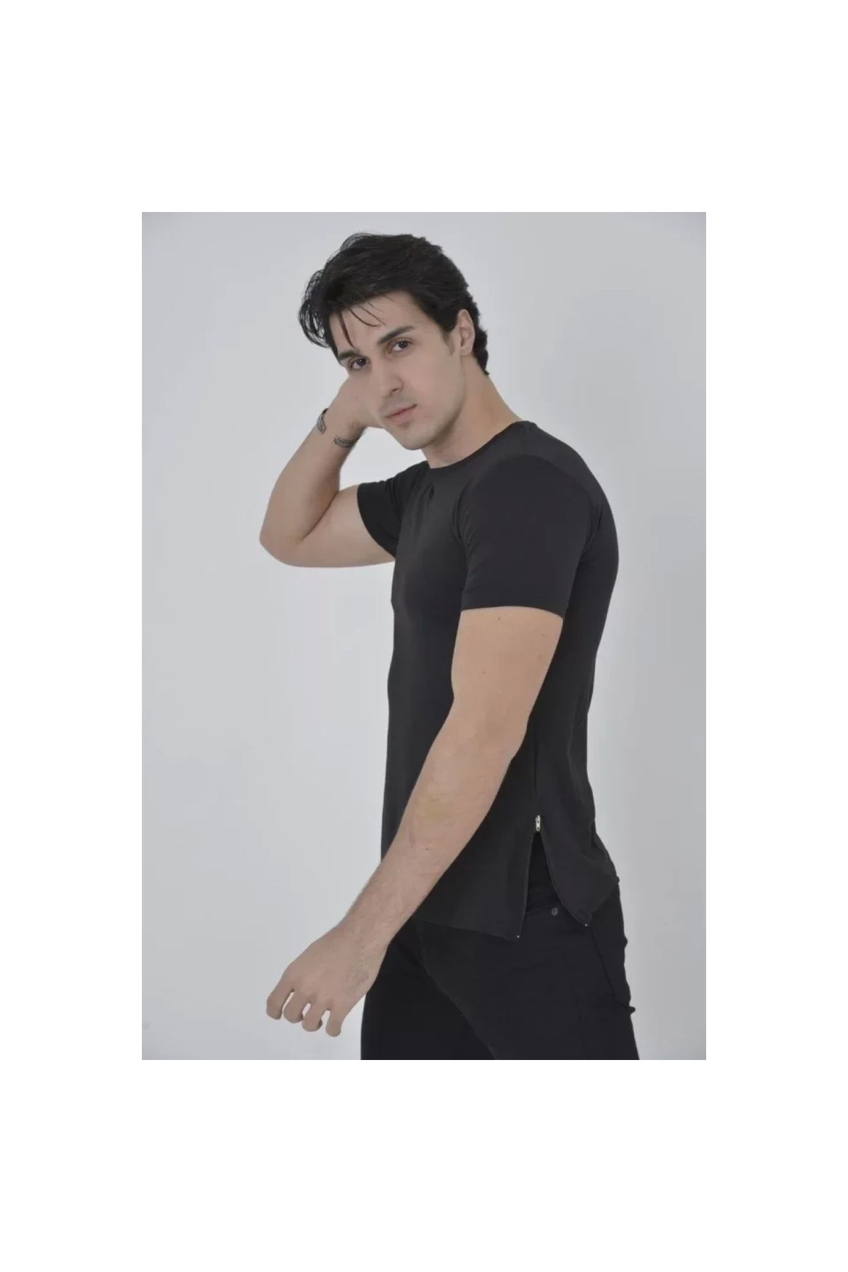 Narnuga Erkek Yandan Fermuarli Slim Fit Tshirt