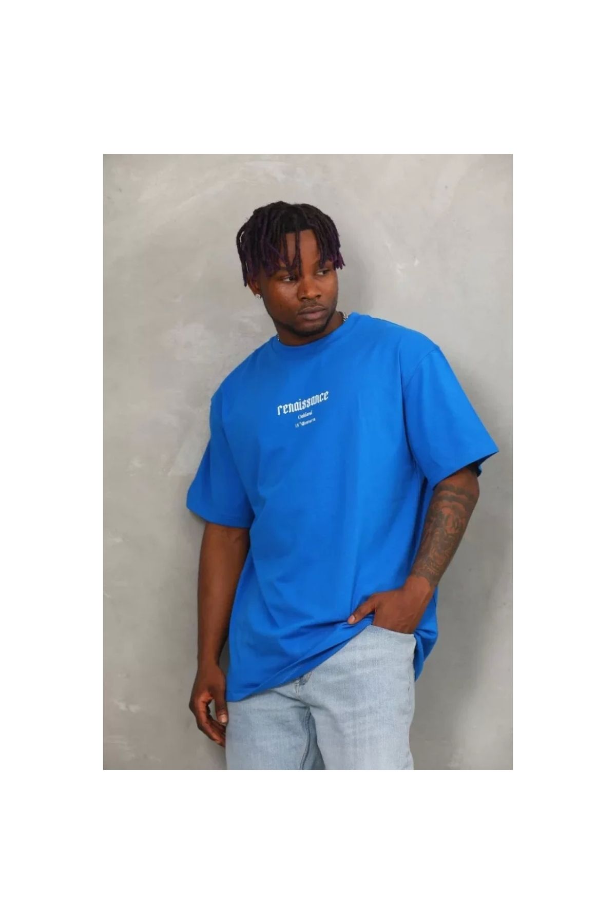Narnuga Unisex Oversize Baskılı Bisiklet Yaka TShirt