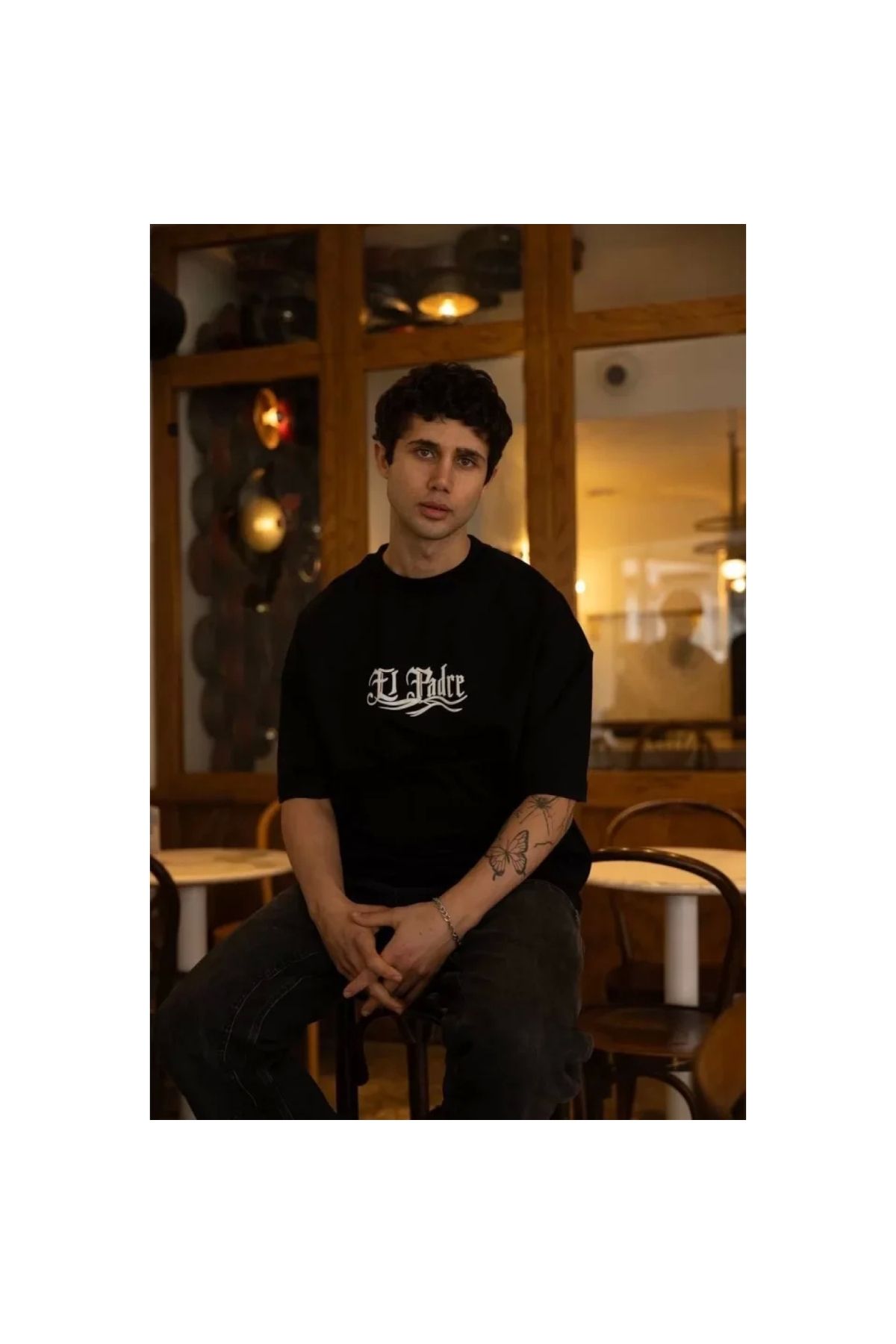 Narnuga Unisex Bisiklet Yaka Baskılı Oversize TShirt