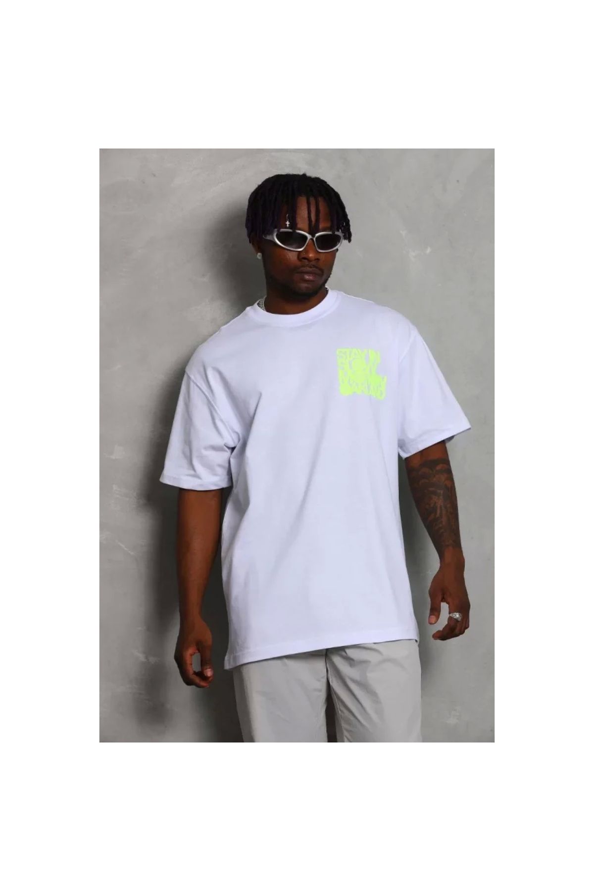 Narnuga Unisex Oversize Baskılı Bisiklet Yaka TShirt