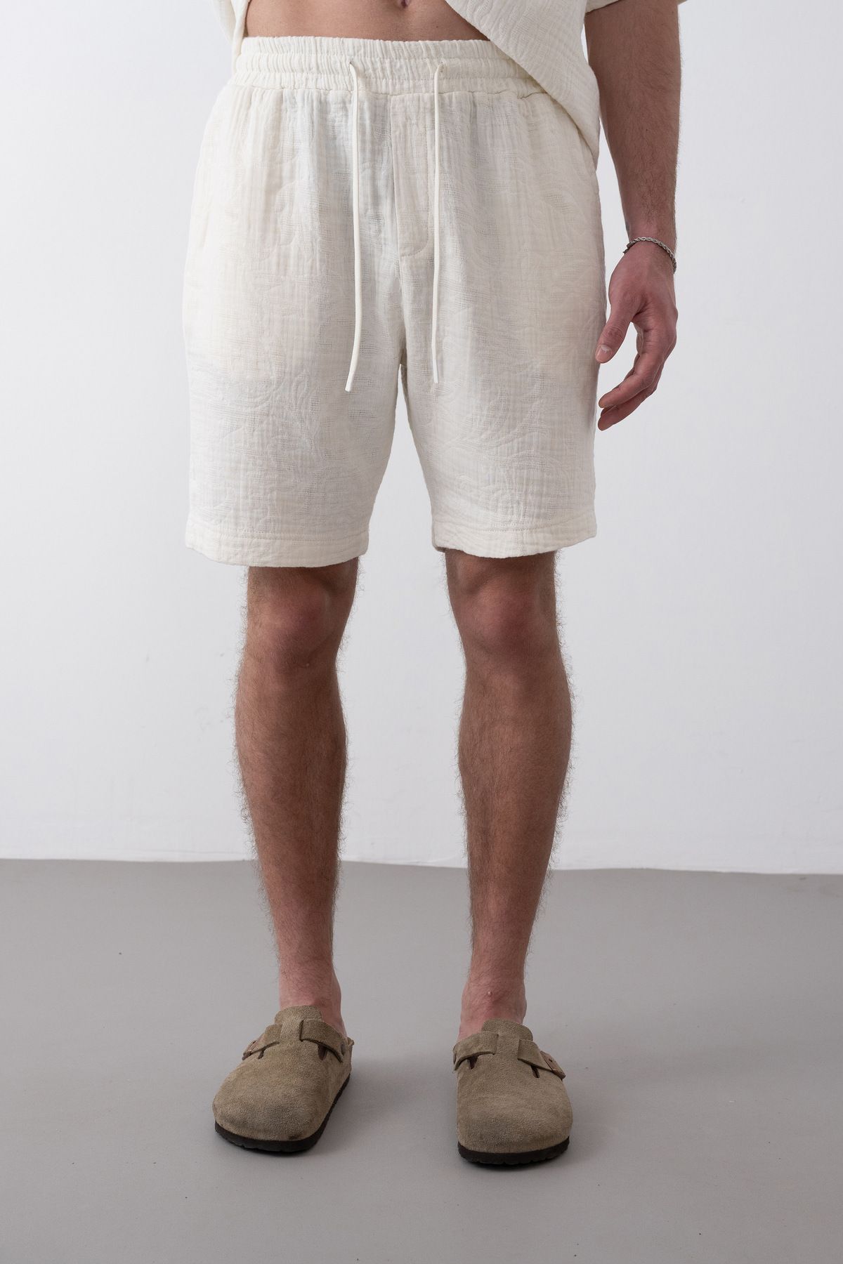 İLKCET MODA-Embossed Pattern Men's Shorts 1