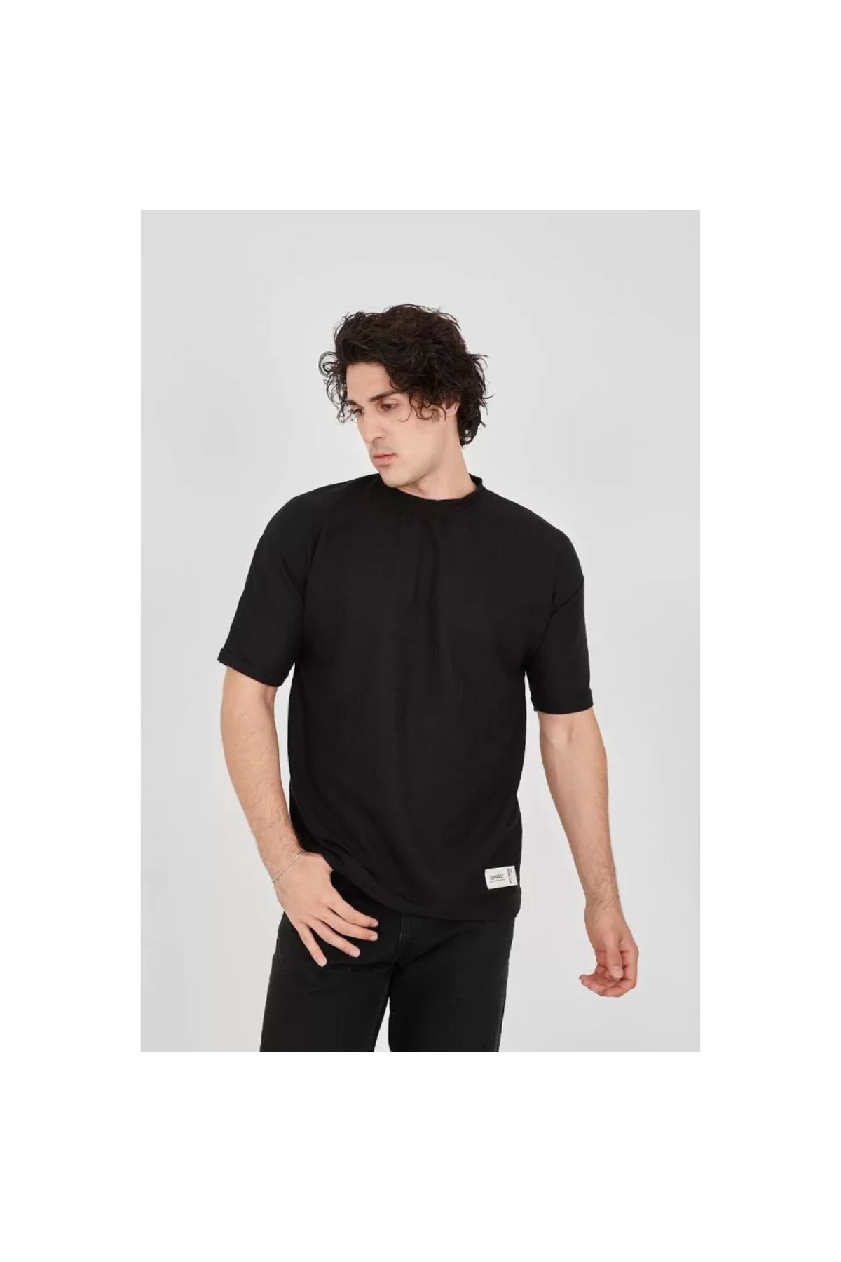 Narnuga Unisex Waffle Kumaş Rahat Kol TShirt
