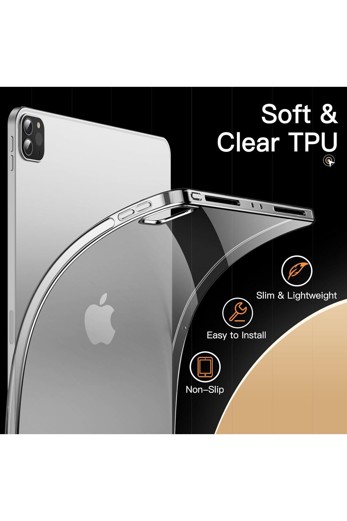 erorex-حافظة JETech لجهاز iPad Pro مقاس 11 بوصة موديل 2022/2021/2020 (الجيل الرابع/الثالث/الثاني)، مصنوعة من مادة TPU الناعمة الشفافة 3