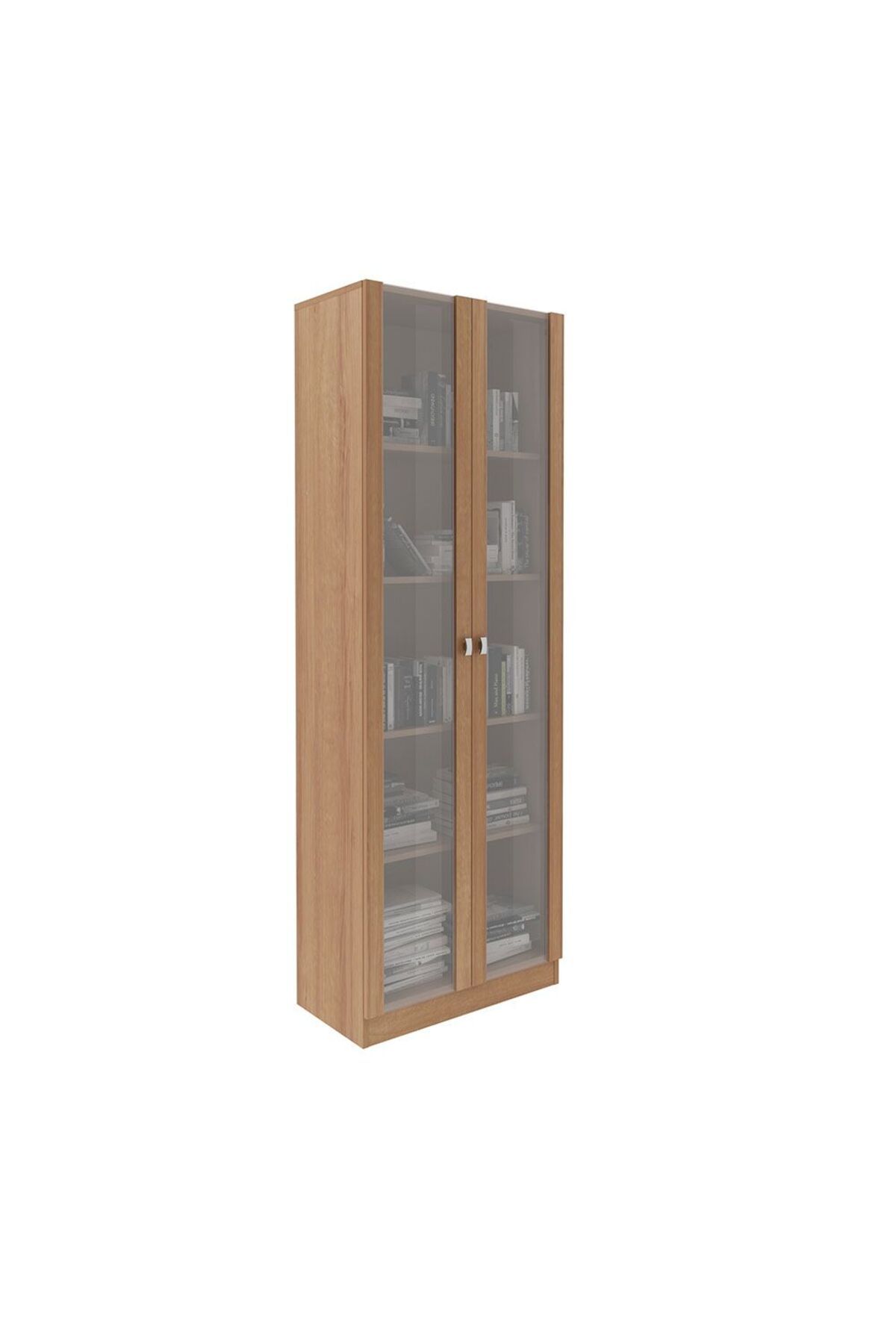 Danube Home-Kinsey Tall Office Cabinet With 2 Glass Doors- Brown 2