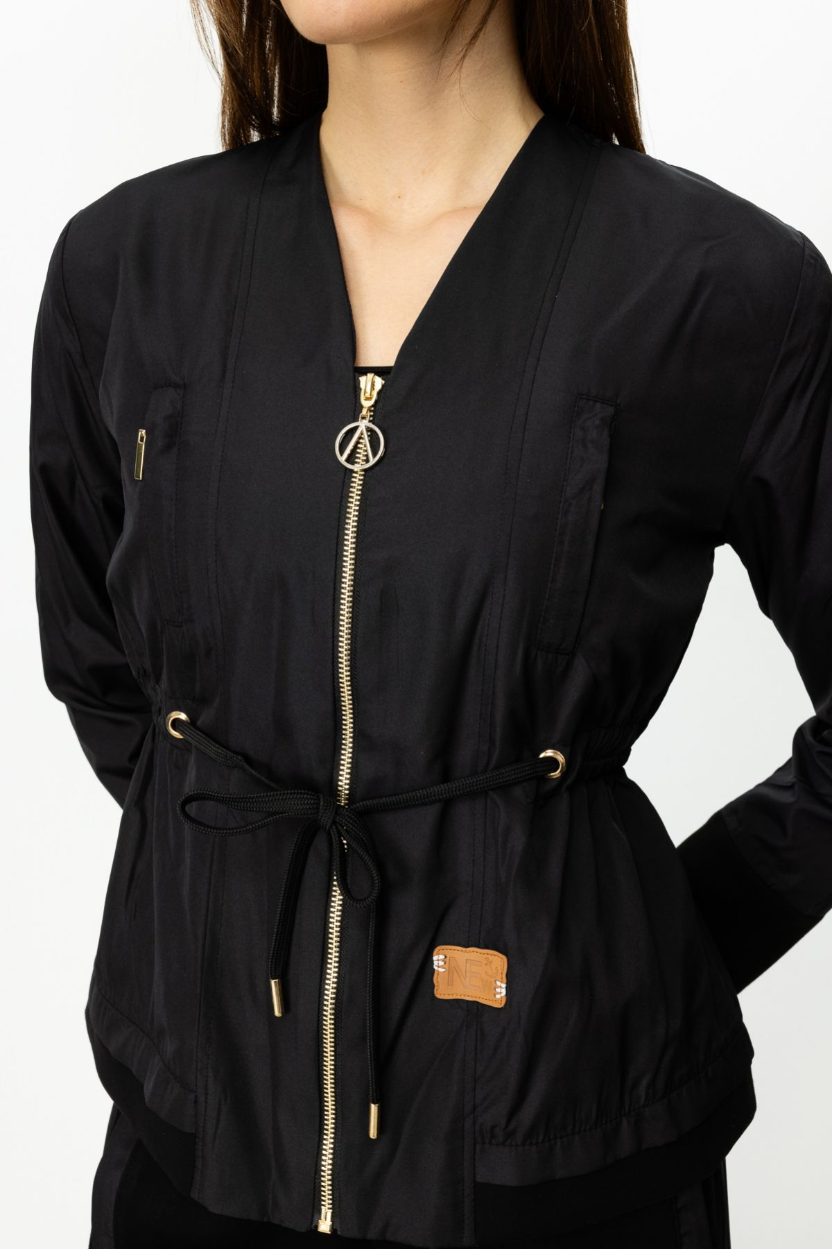 ON-Shirred Waist Zippered Coat 3