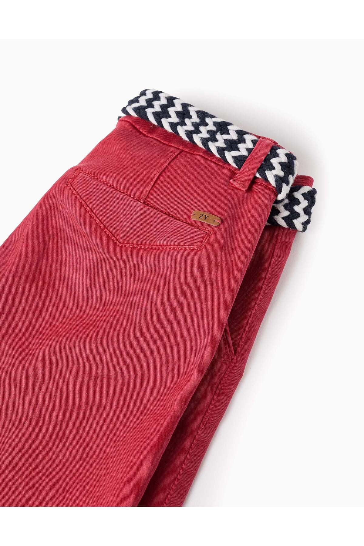 Ziddy-Chino Shorts with Belt for Boys 'Midi', Red 4