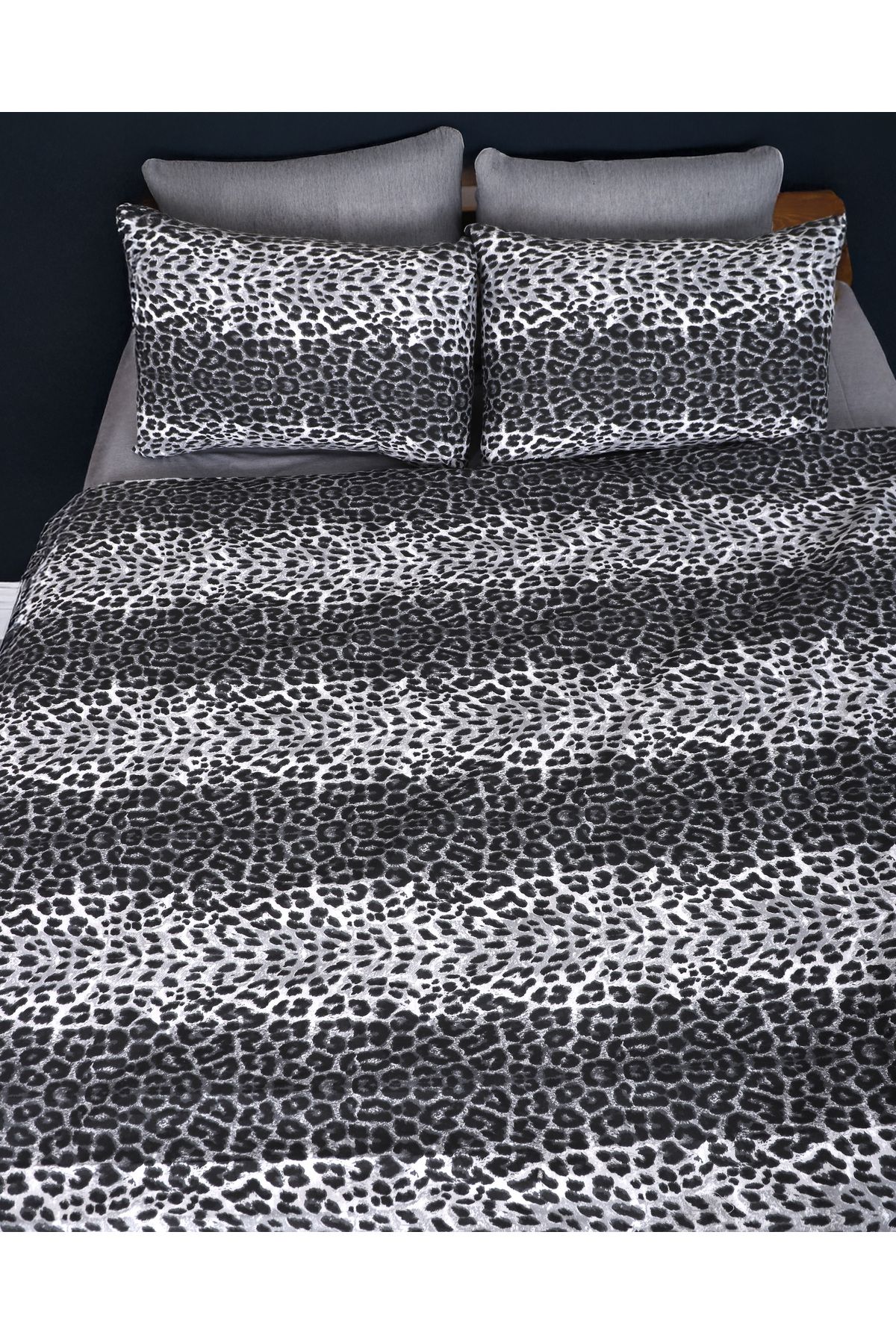 ÇIQRIK HOME-Single Ranforce Duvet Cover Set with Elastic Sheets Leopard Leopard Pattern 4