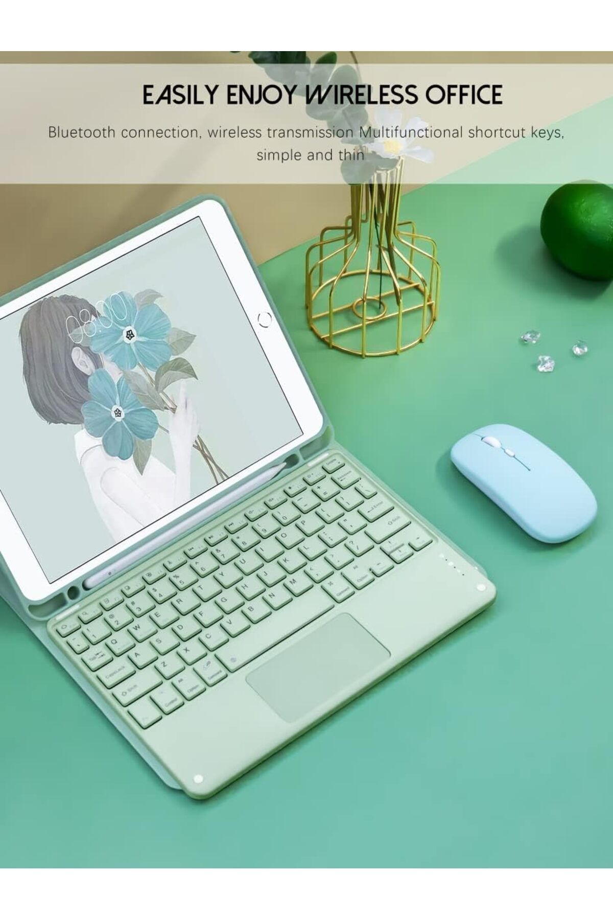 erorex-Fegishilly Arabic and English Keyboard Case with Mouse, Compatible with Galaxy Tab S7+/ Tab S7 Plus 2