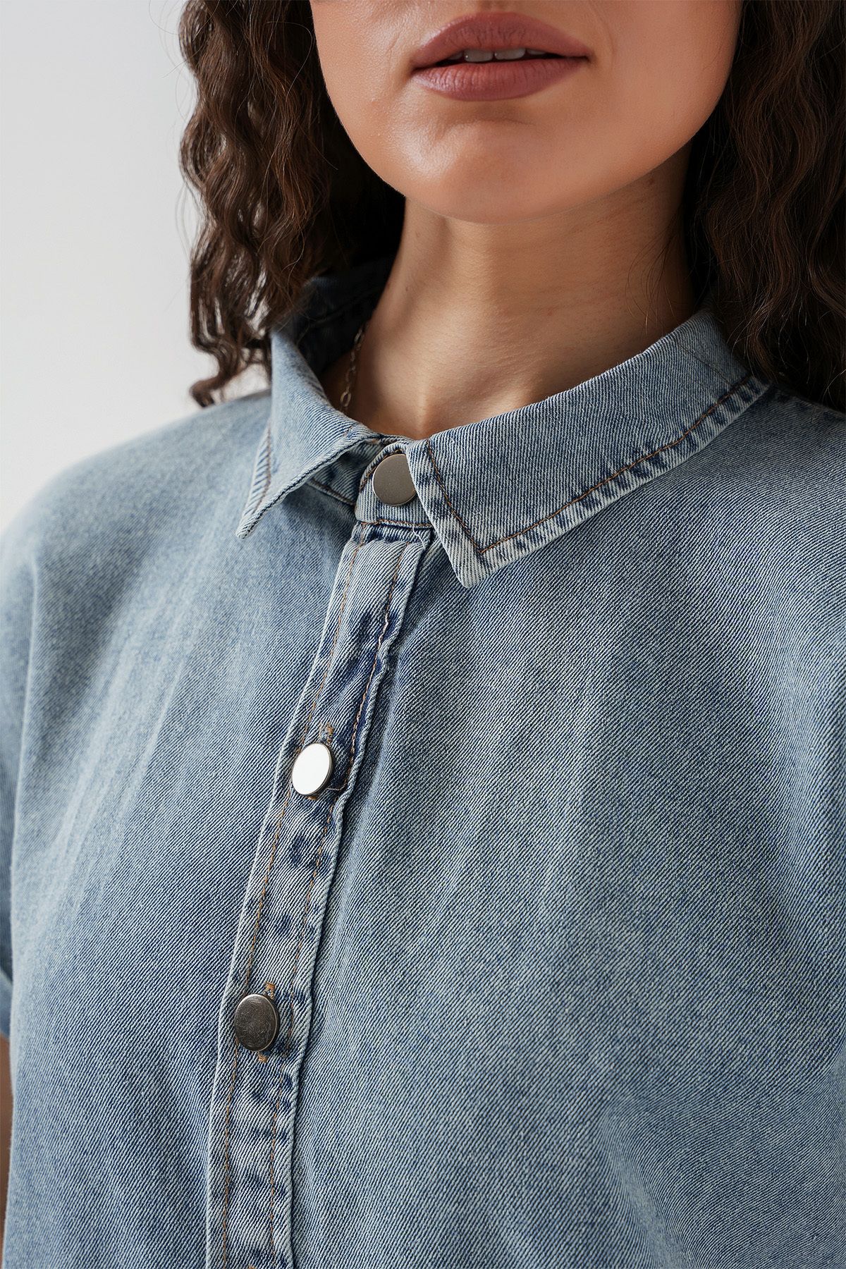 Bigdart-Rochie scurtă de denim pentru femei 2530 - Albastru 6