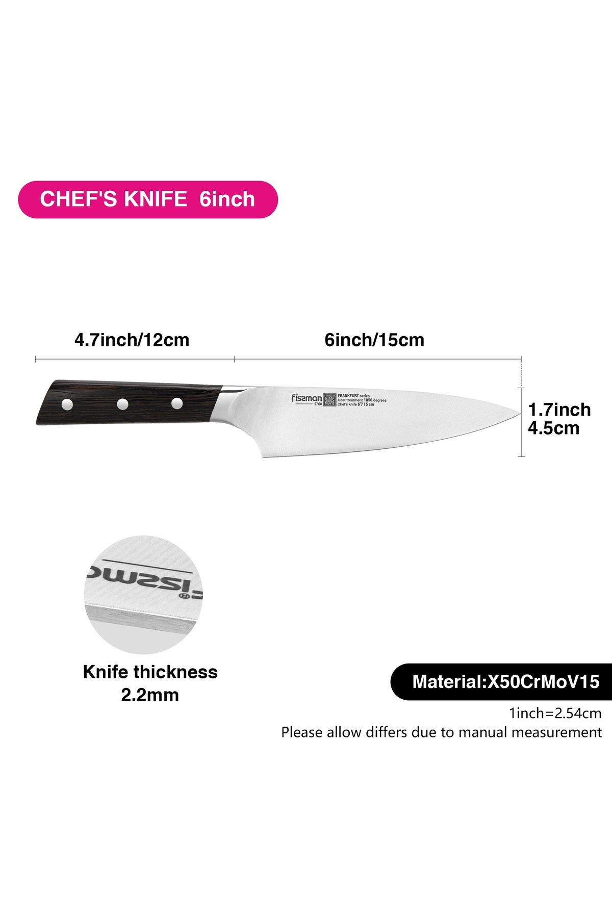 Fissman-6'' Chef's Knife FrankFruit Series, with Sturdy And Elegant Handle 4