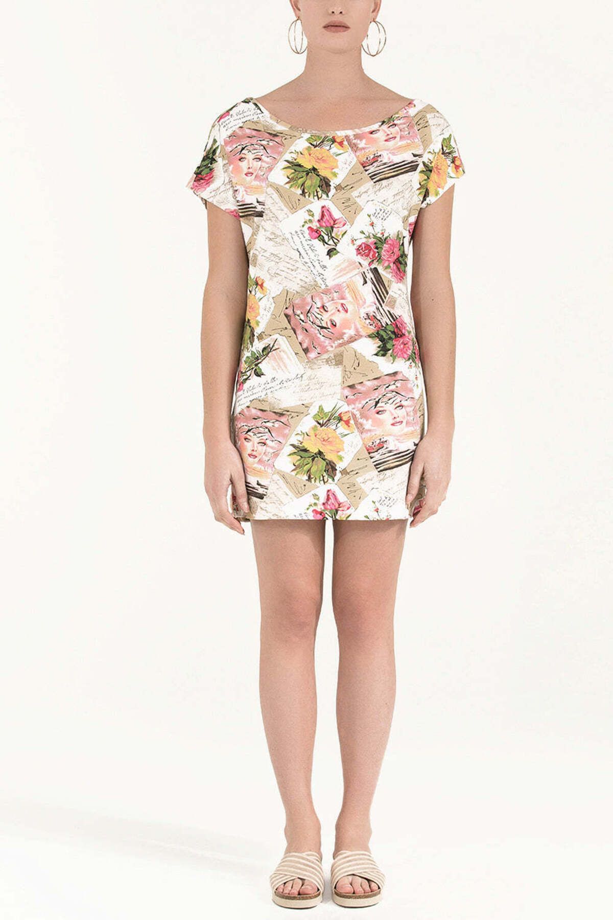 SOCIETA-Efes Studio Fashion – Ecru Pattern Mini Dress 91021 1