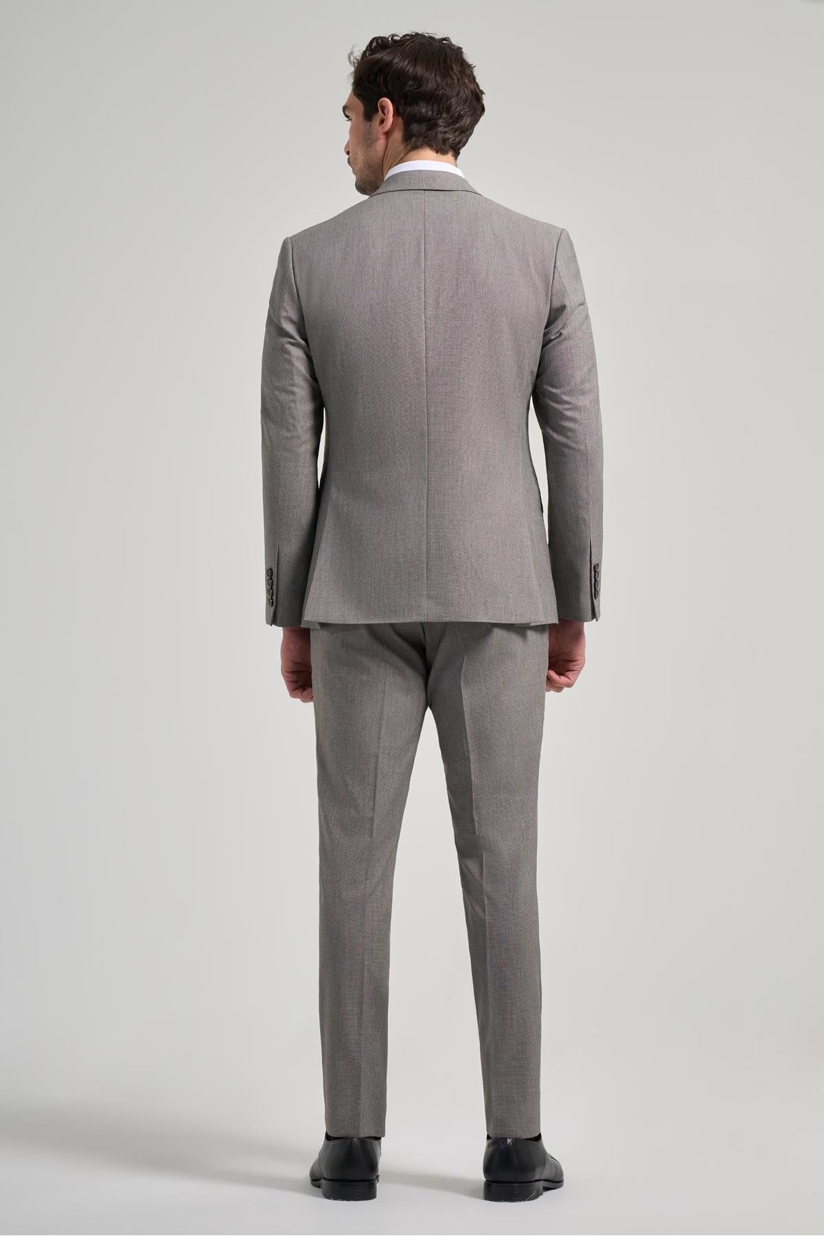 کت وشلوار مردانه پارچه ای خودپرد شده یقه یکنواخت کامل پوشش انعطاف پذیر 6 DROP SLIM FIT 1001250168 İmza