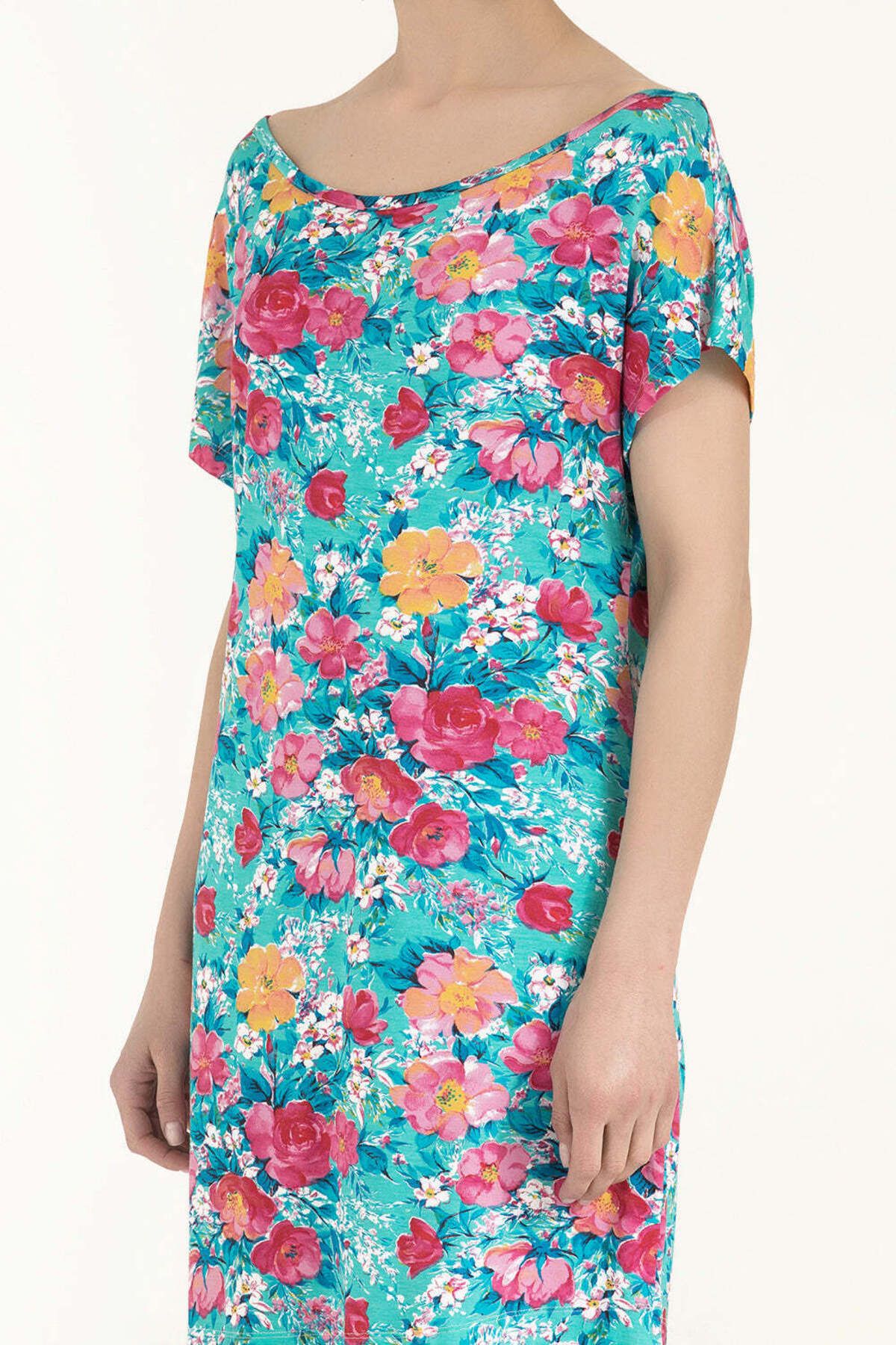 SOCIETA-Blue Patterned Knitted Mini Dress 91021 3