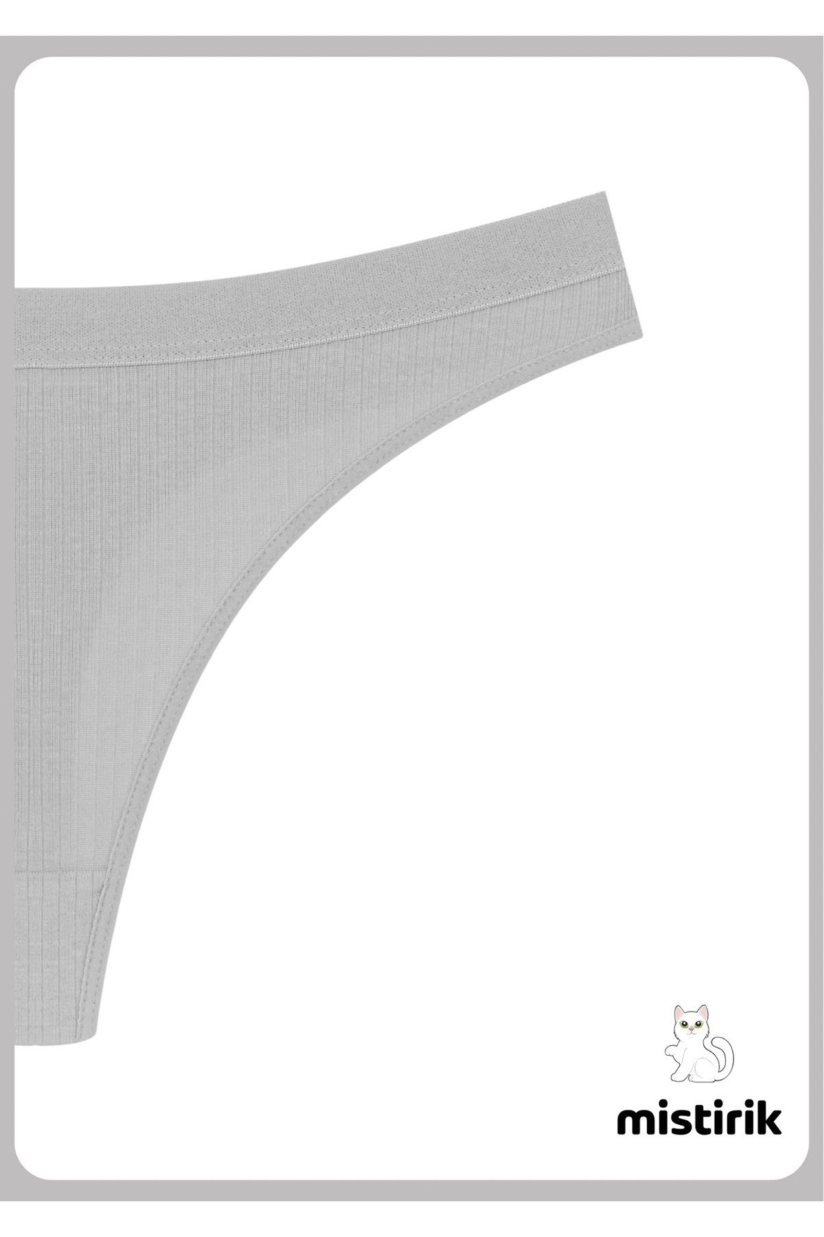 MİSTİRİK-Paulo Model Flexible and Soft Corded String Model Sports Panties Gray Color 2