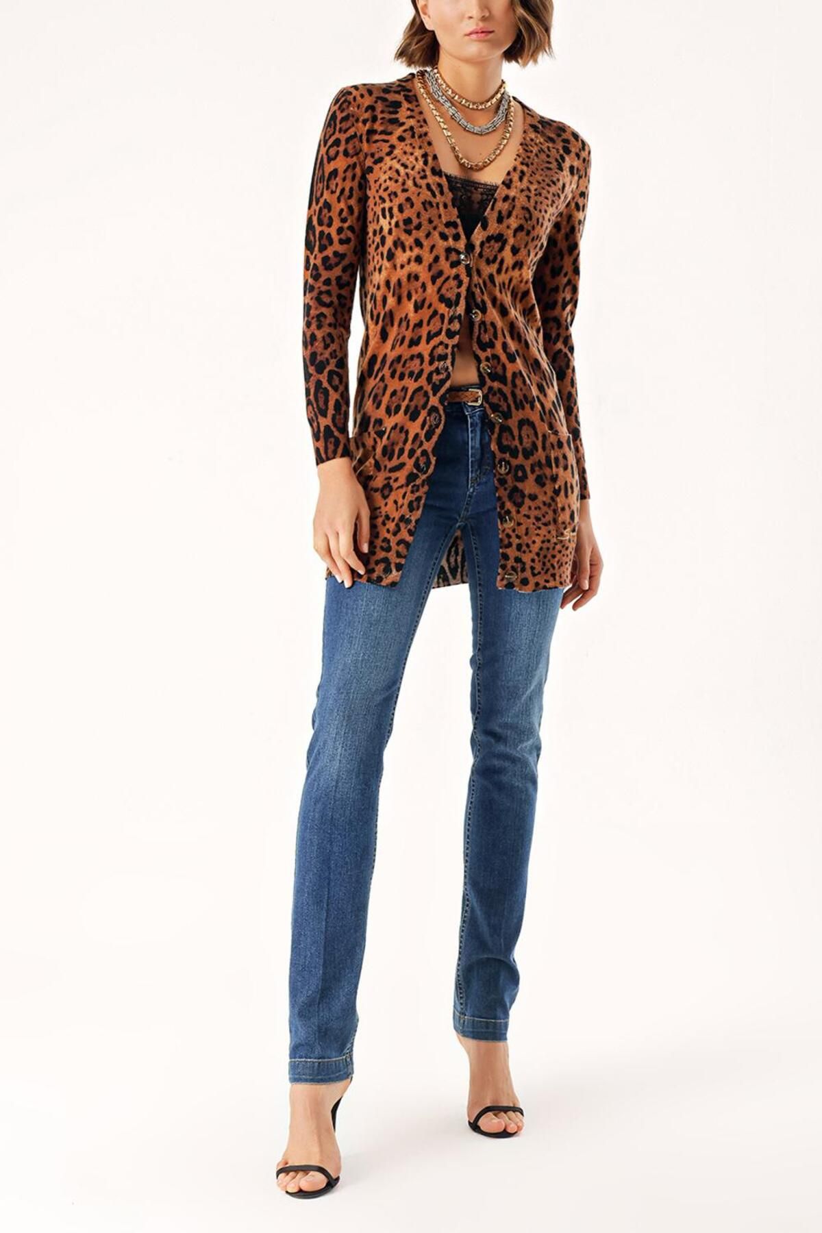 SOCIETA-Leopard V-Neck Long Wool Knitwear Cardigan 28864 1