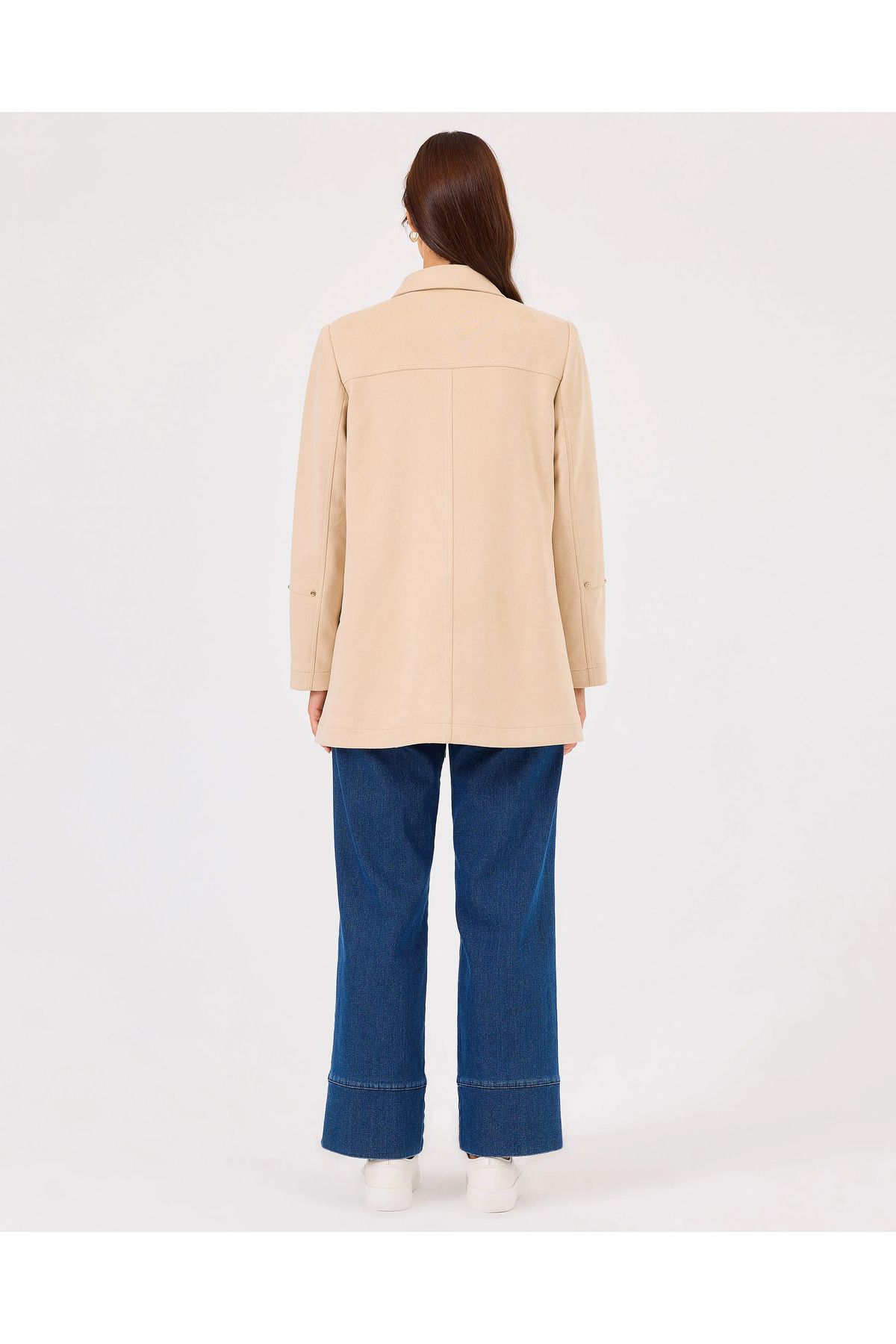 SCL-Zippered Stone Detailed Suede Jacket 5