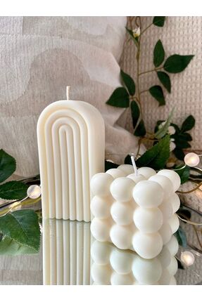 GeyikOriginalHome Dekoratif Gökkuşağı Kokulu Mum Ve Bubble Kokulu Mum