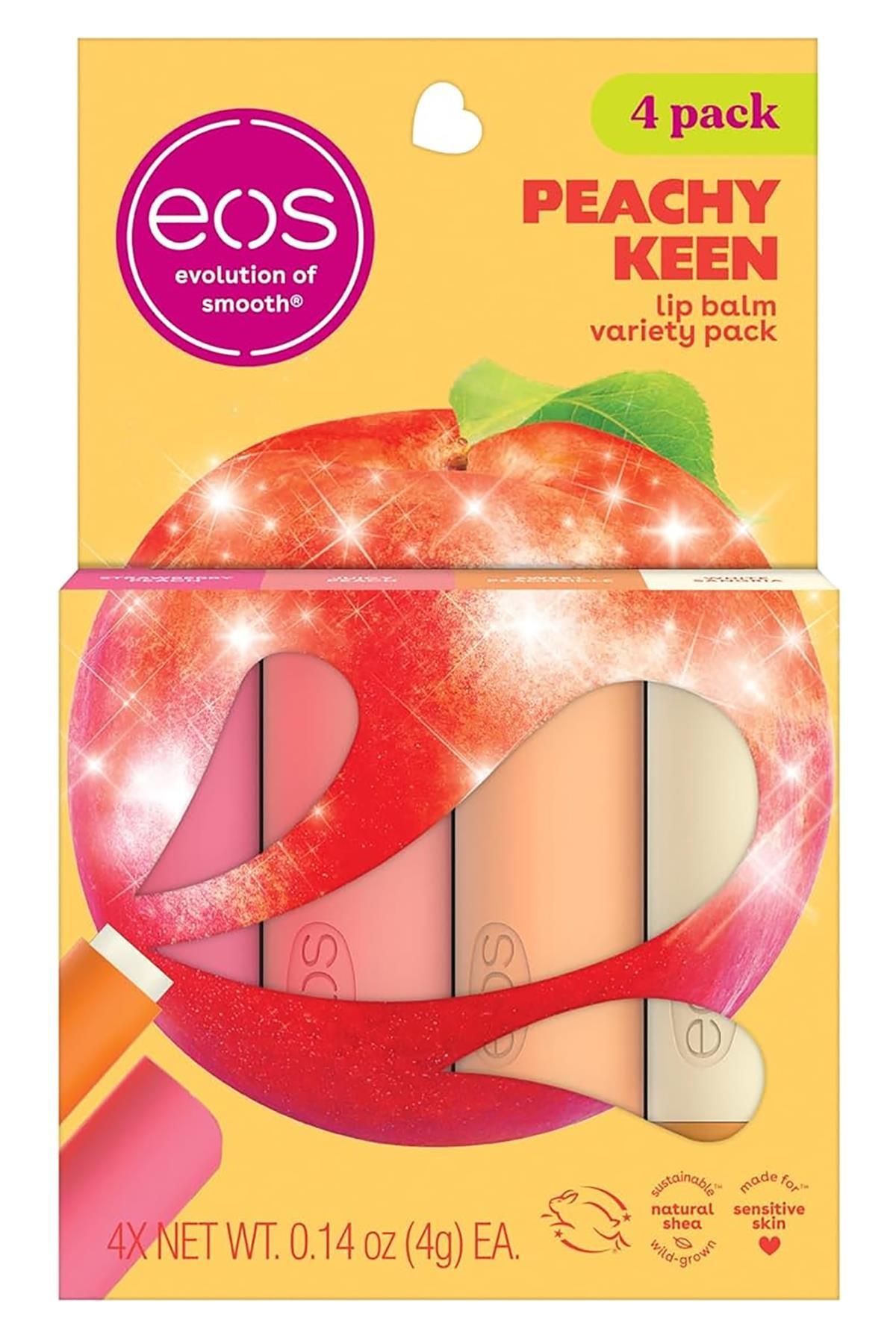 Eos Lip Balm Peachy Keen Dudak Balsamı Çeşit Paketi 4 Adet