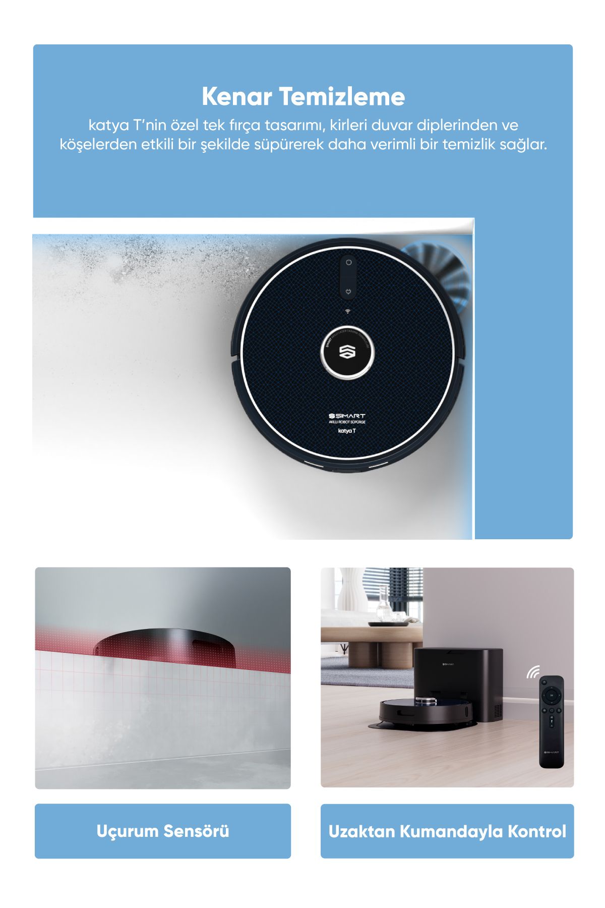 Şımart Teknoloji-Katya t Smart Robot Vacuum Cleaner with Automatic Dust Discharge and Mop 5