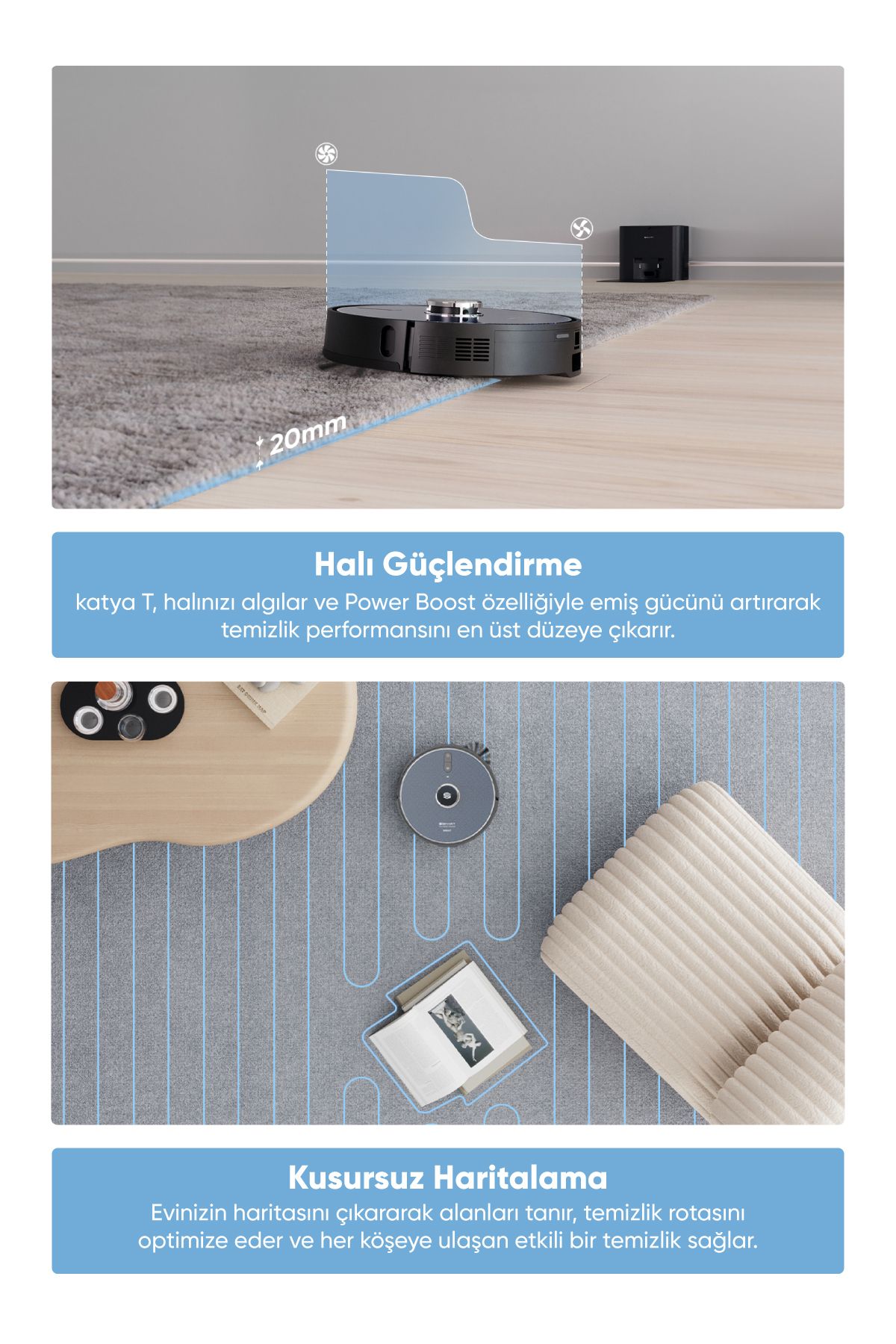 Şımart Teknoloji-Katya t Smart Robot Vacuum Cleaner with Automatic Dust Discharge and Mop 6