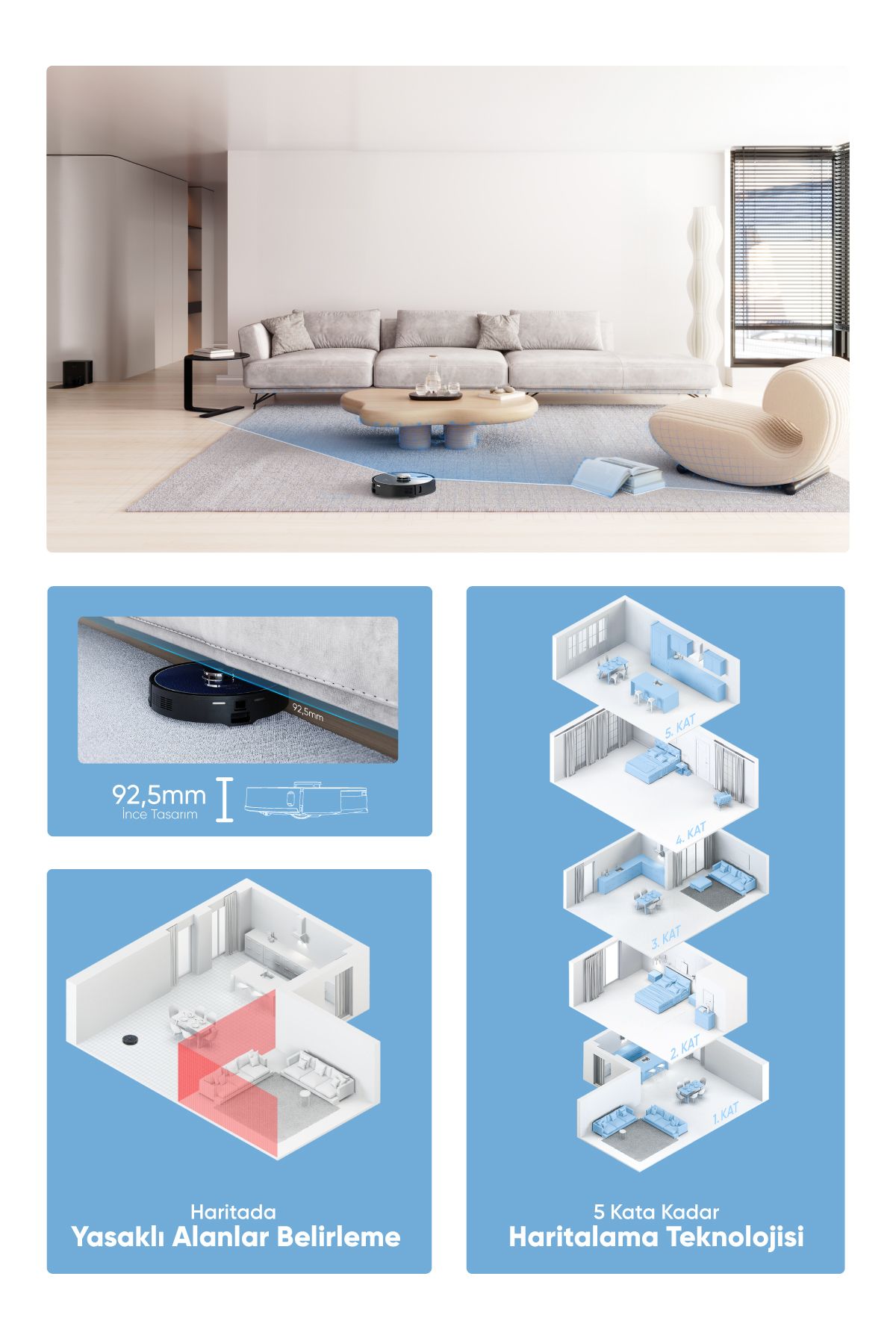 Şımart Teknoloji-Katya t Smart Robot Vacuum Cleaner with Automatic Dust Discharge and Mop 4