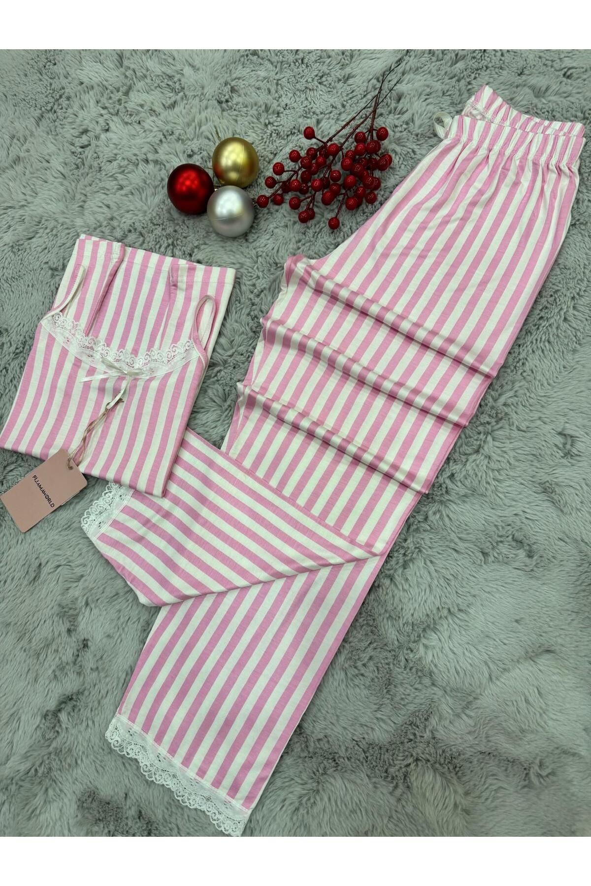 pijamaworld-Six Long Viscose Soft Fabric Pajama Set with Rope Straps 5