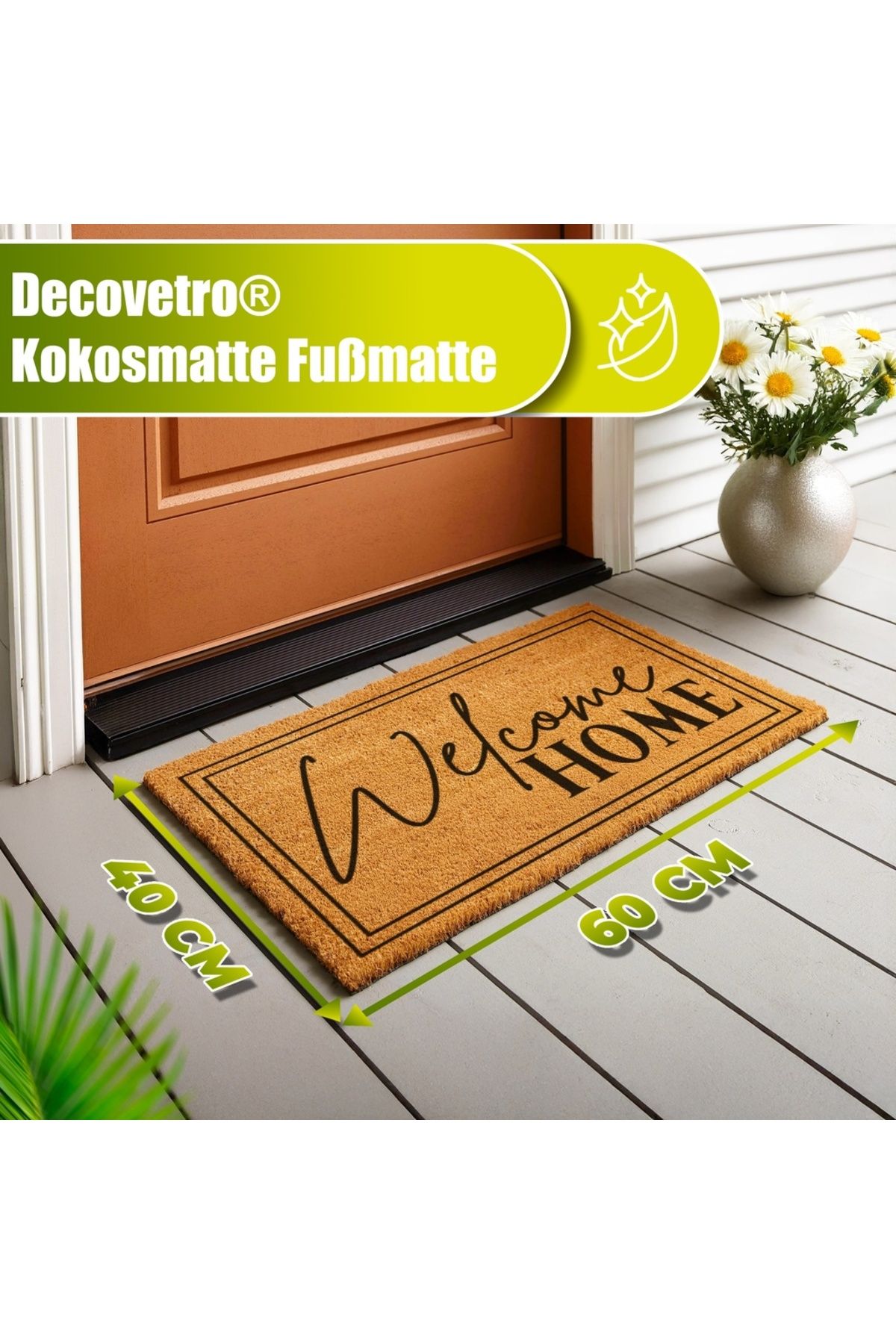 Decovetro-® Kokosmatte Fußmatte | 40x60 Cm | 100% Natürliche Kokosfasern 3