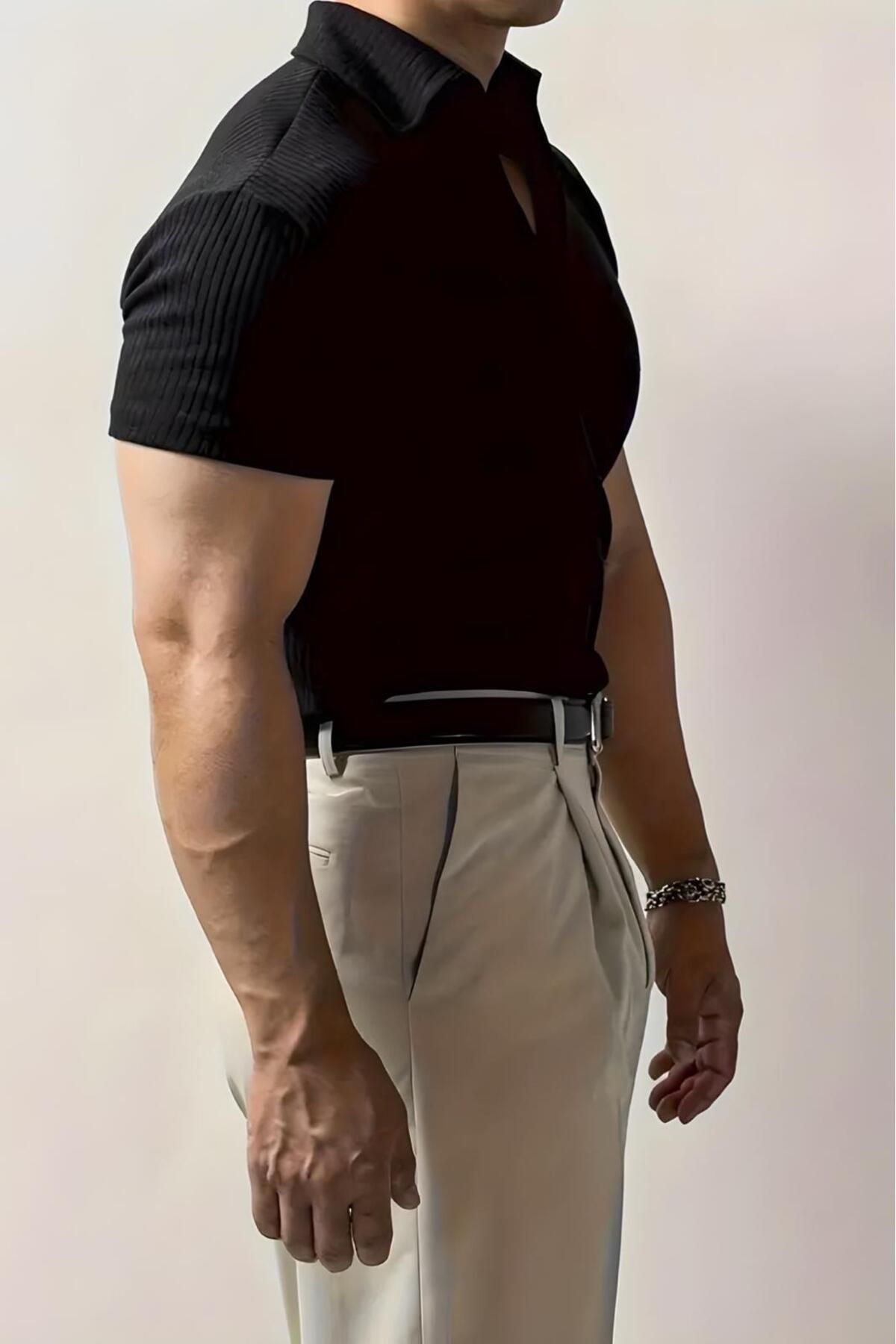 Oksit-Tricou pentru bărbați Jabbel Old Money Deep V-Neck 2