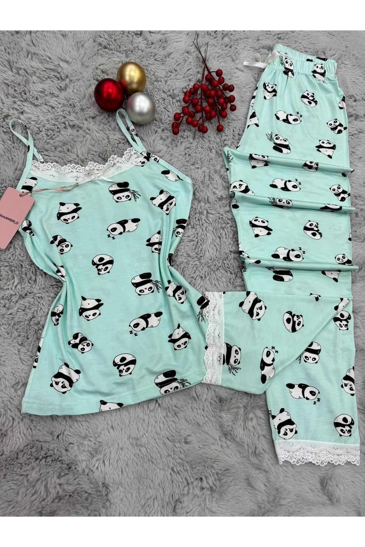 pijamaworld-Six Long Viscose Soft Fabric Pajama Set with Rope Straps 8