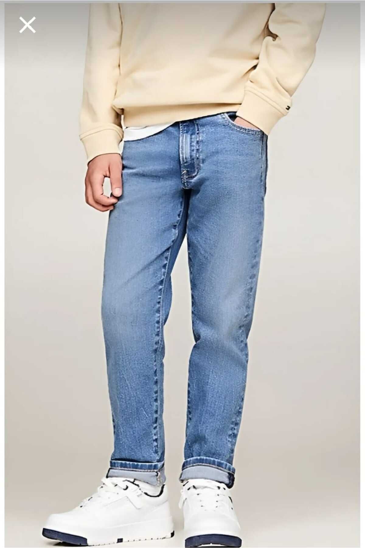 Erkek Çocuk Slim Fit Dar Kesim Düz Paça Cepli Mavi Jean Pantolon