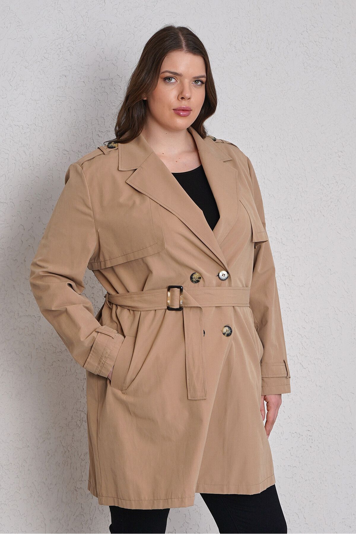 Büyük Moda-Cotton Short Trench Coat 5