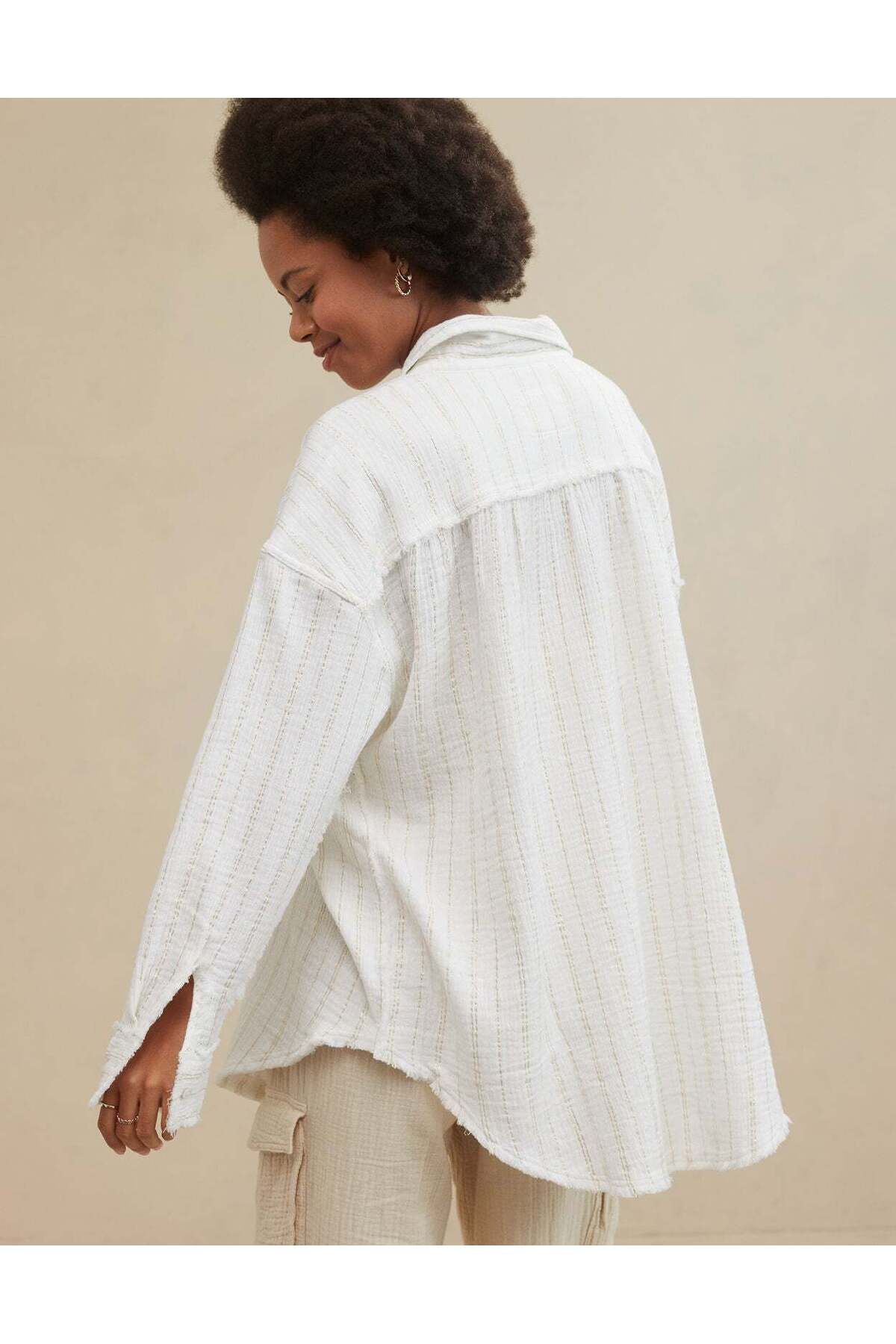 AMERICAN EAGLE-Aerie Gauzy Cover Up Shirt 4