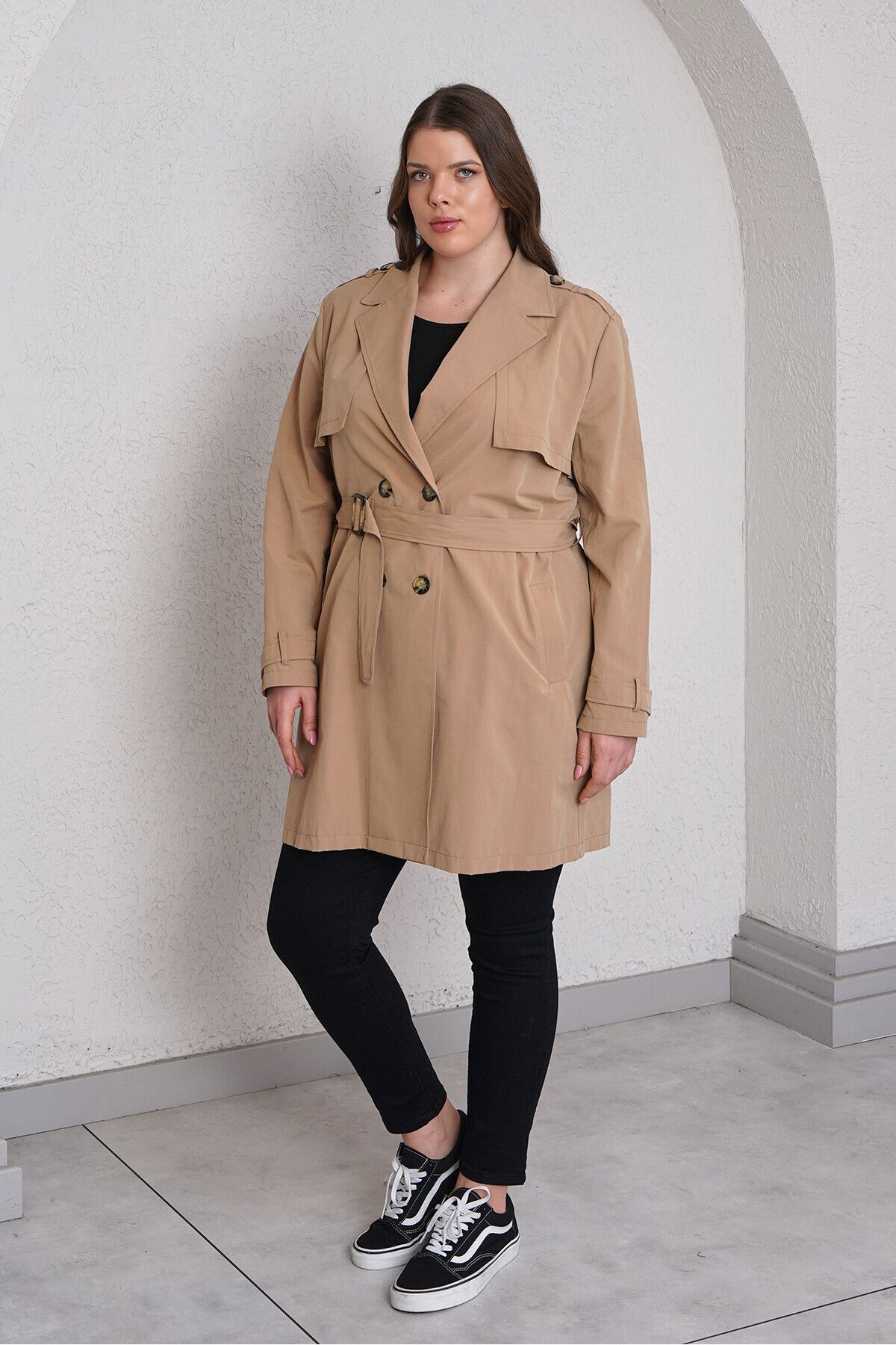 Büyük Moda-Cotton Short Trench Coat 6