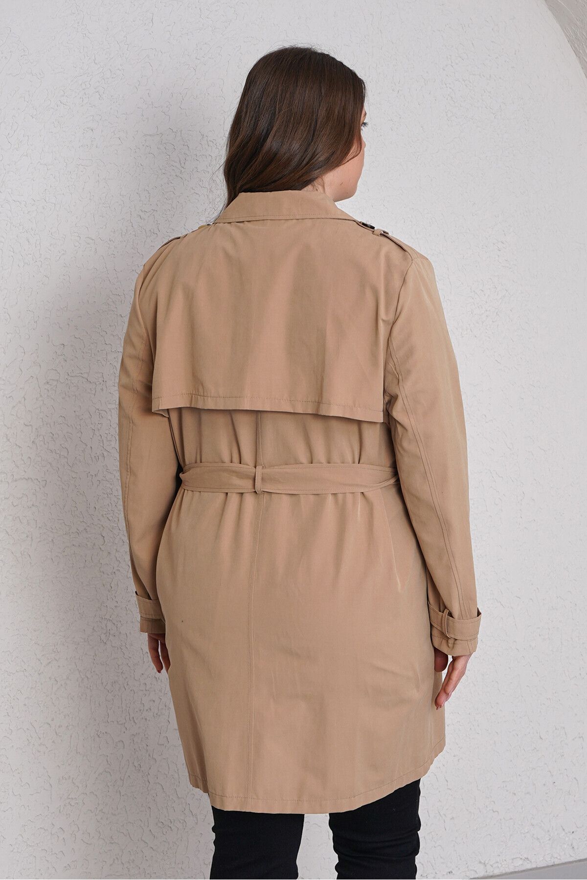 Büyük Moda-Cotton Short Trench Coat 8