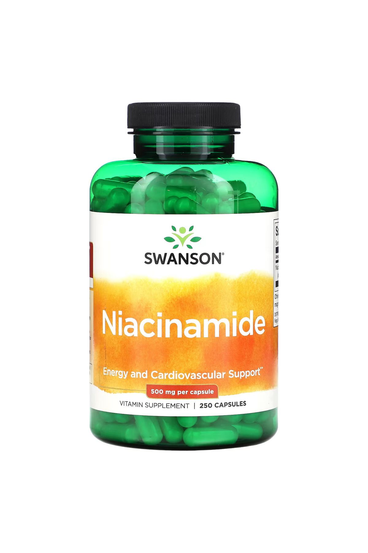 SWANSON , Niacinamide, 500 mg, 250 Capsules - Non flush (Cilt desteği)