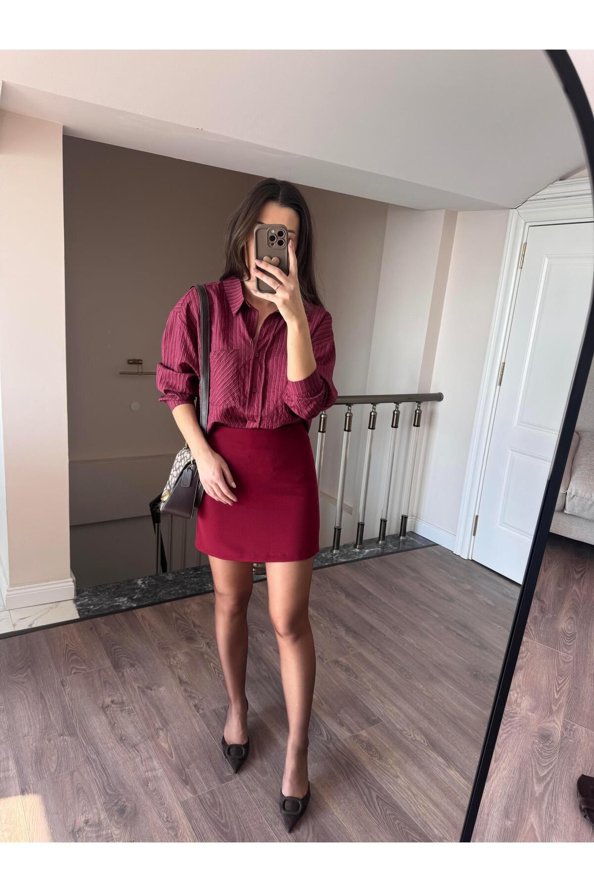 perastore-Burgundy Short Skirt 1