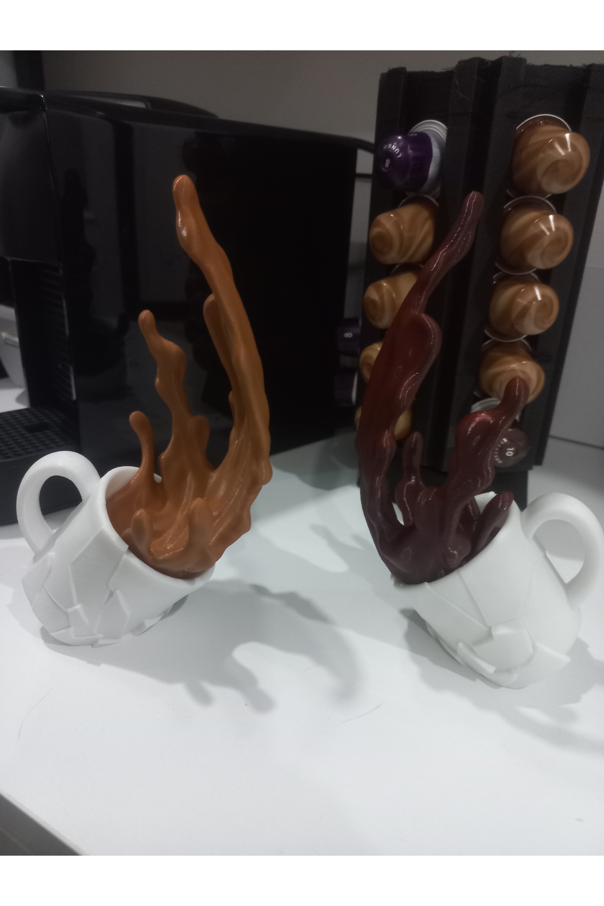 Duo set Spilled coffee figure hot chocolate figure- decorative trinket 3D