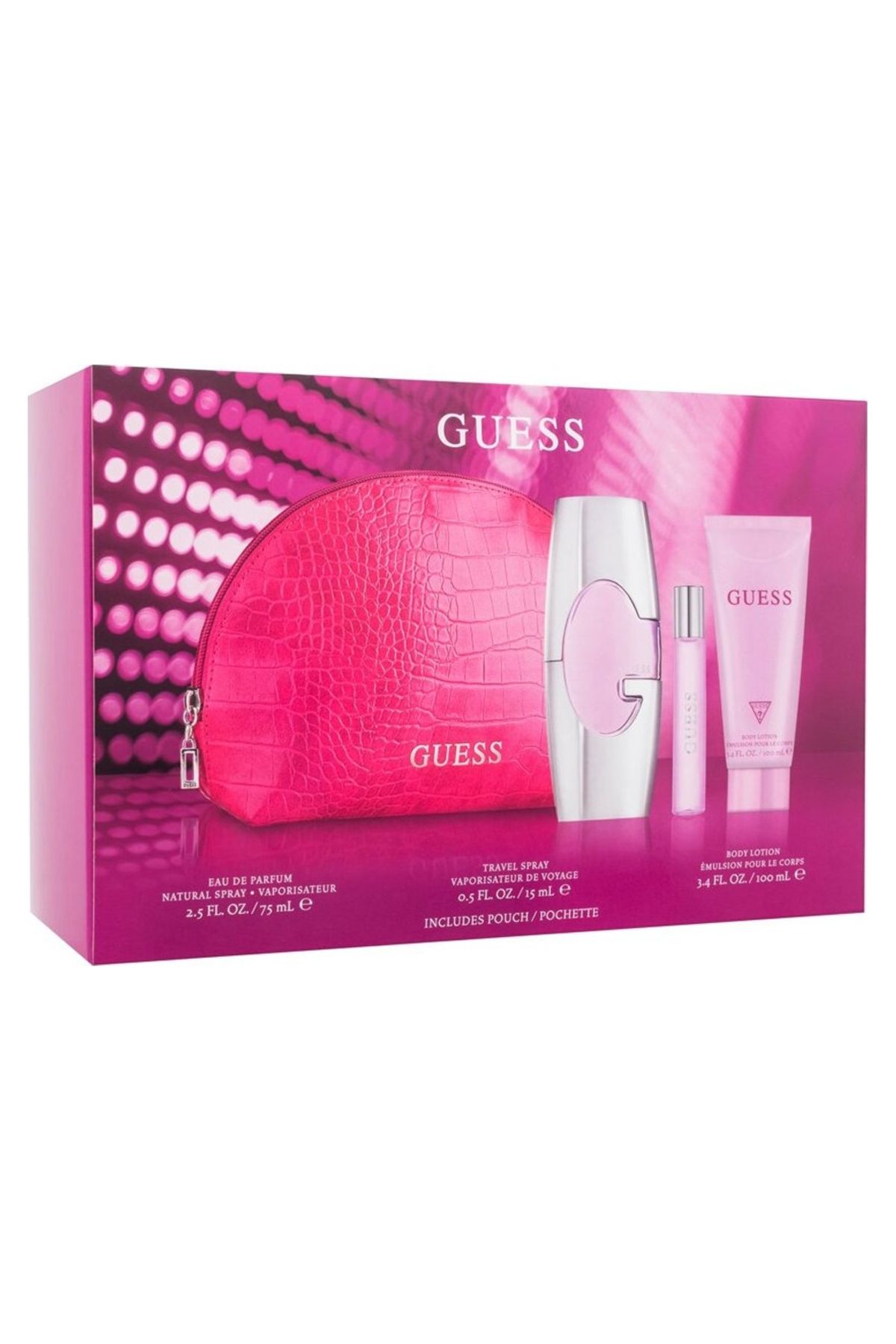Guess Pink (W) Set Edp 75ml + Edp 15ml + Bl 100ml + Pouch