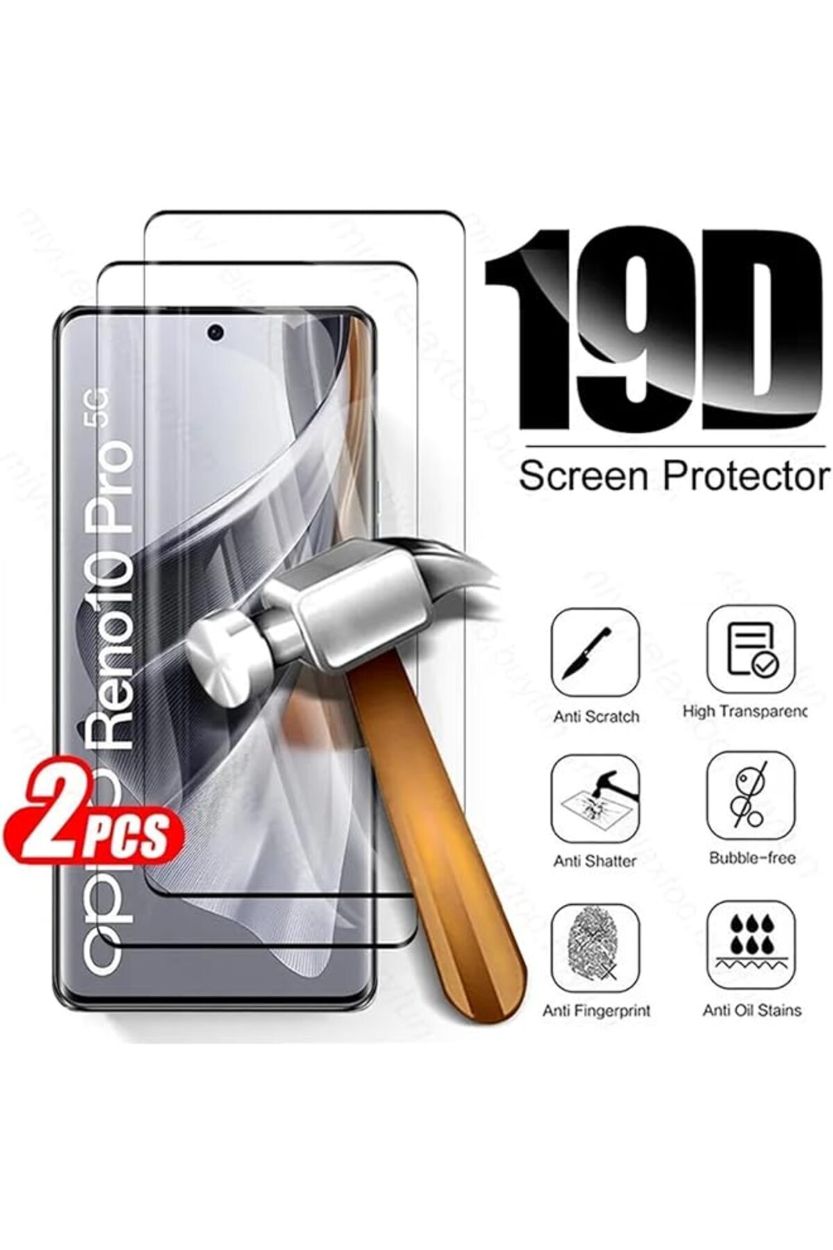erorex-1+2 Pack Compatible With Oppo Reno10 Pro 5G Tempered Glass Screen Protector And Case Clear 3