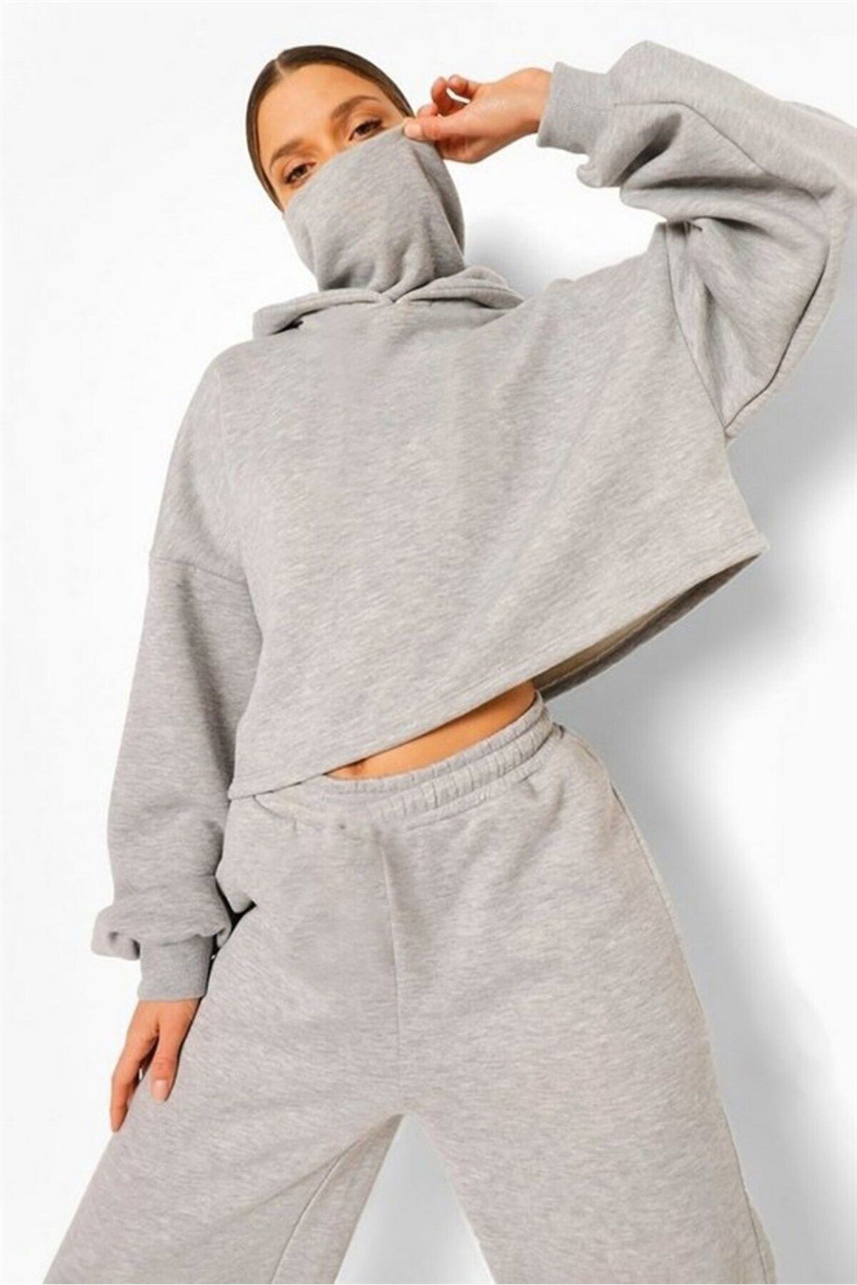 Navcoli-Gray Mask - High-Rise Oversize Sweatshirt 5001_2010 1