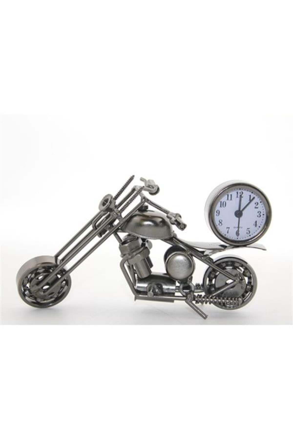 Mu Art Ahşap Saatli Metal Motor Model 6