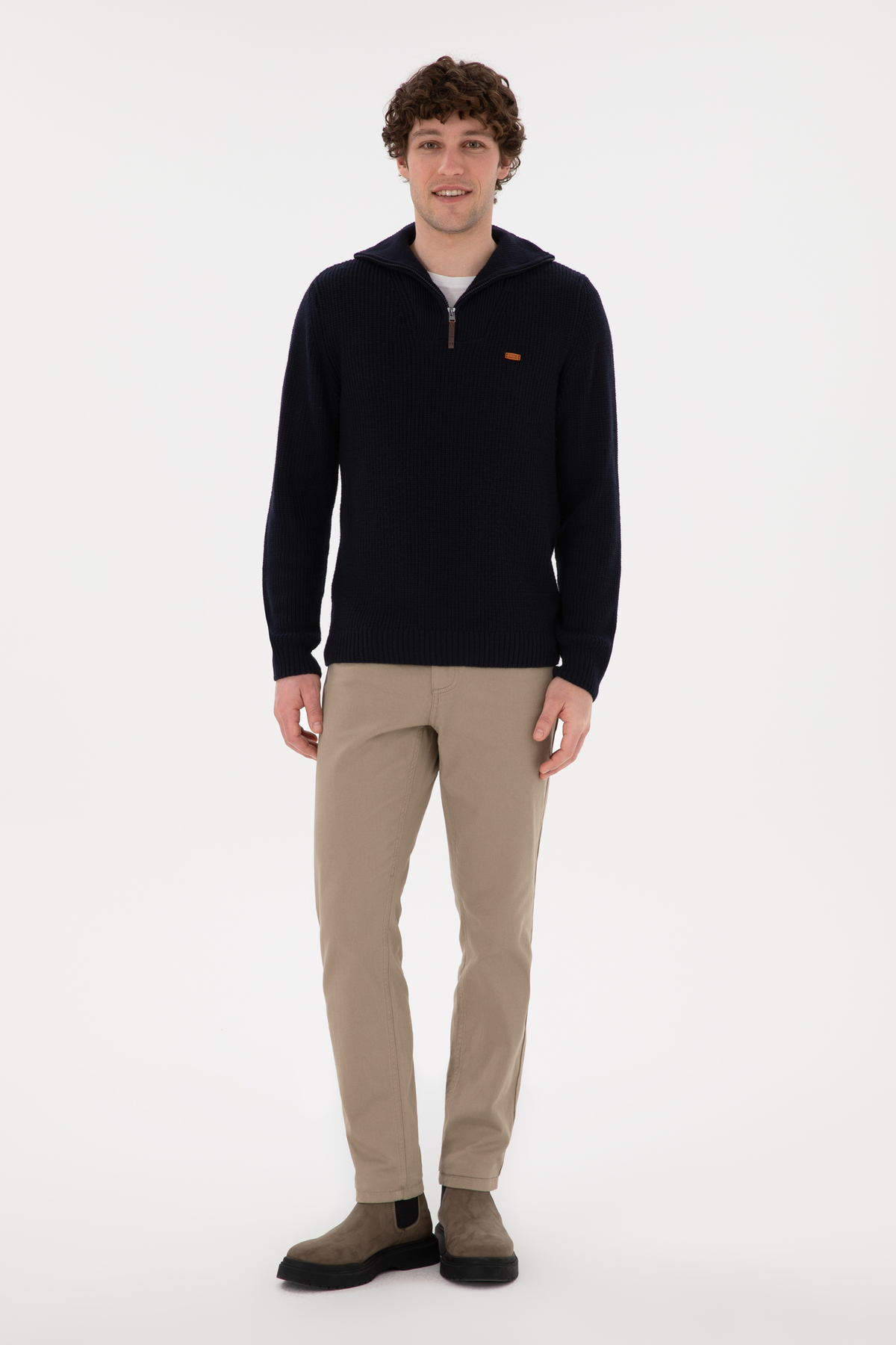 U.S. Polo Assn. Erkek Regular Fit Yarım Fermuarlı Lacivert Kazak 50297047-VR033 görsel 4