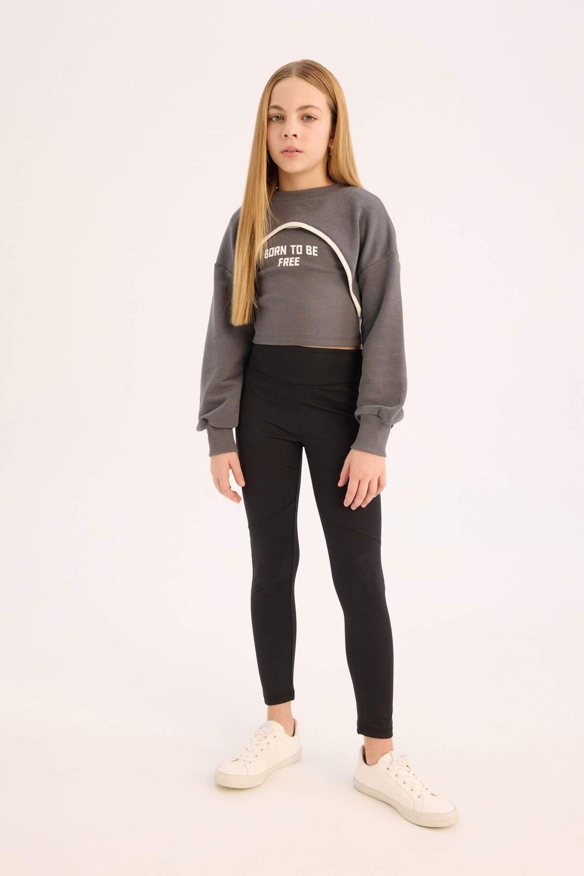 DeFacto-Anthracite Girl's Sweatshirt - E0456A8/Ar15 2