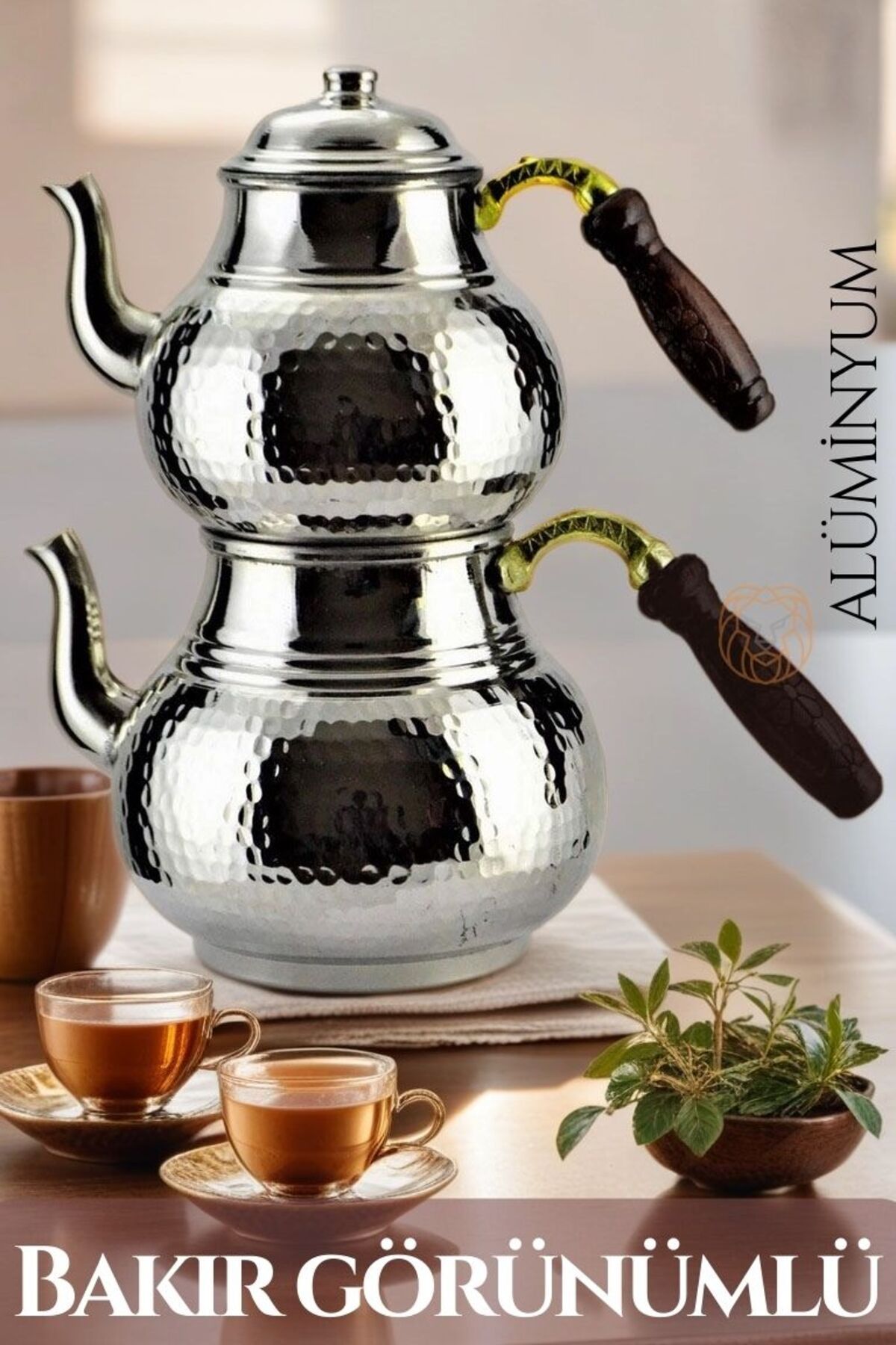 Takaz Global Çaydanlık Seti Bakır Görünümlü Alüminyum 750+1600 ML