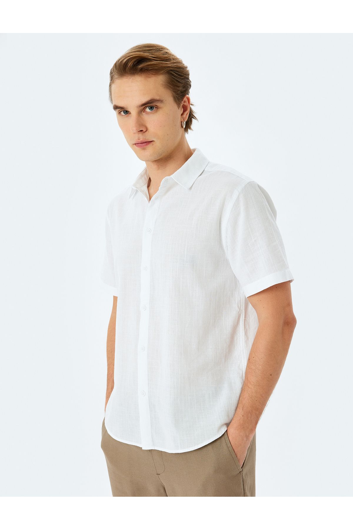 Koton-Short Sleeve Cotton Regular Fit Classic Shirt 3