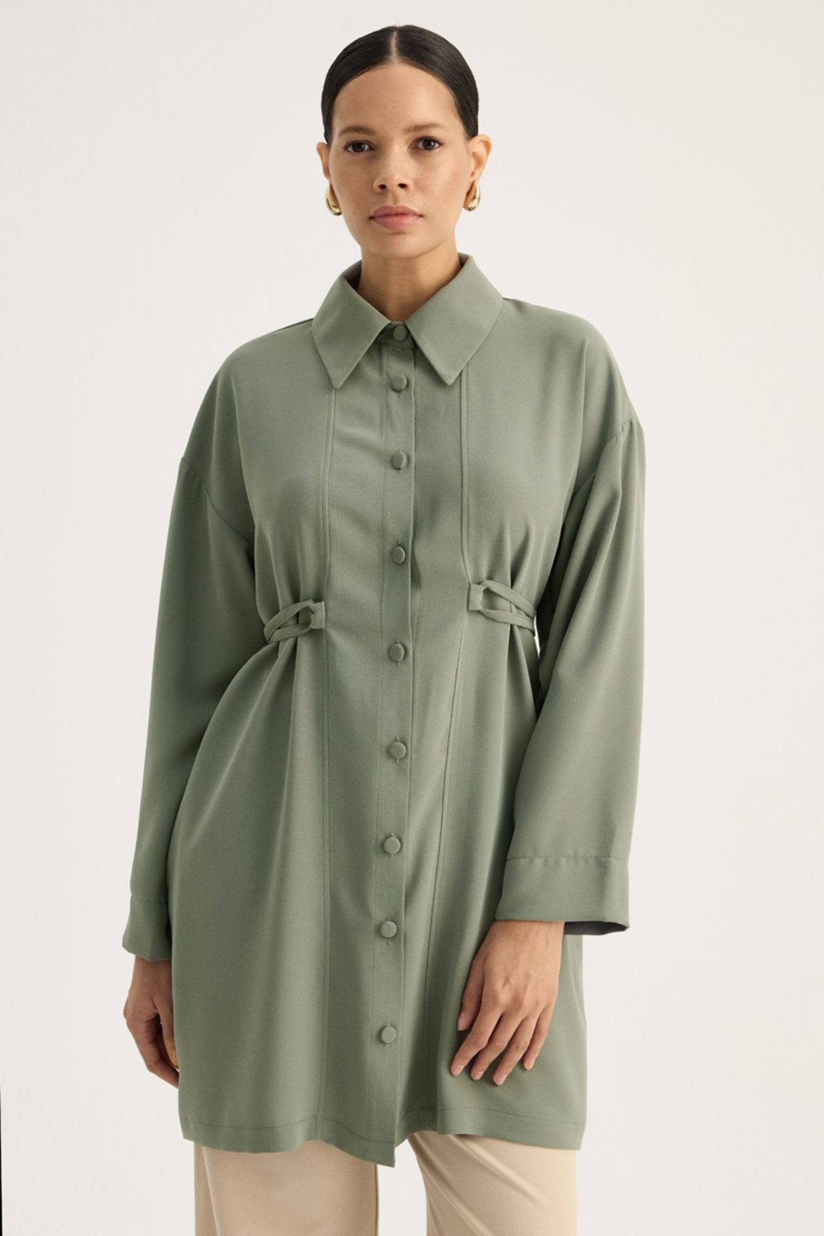 ZÜLAYS-Shirt - Collar Tunic, Dark Mint Tone 6