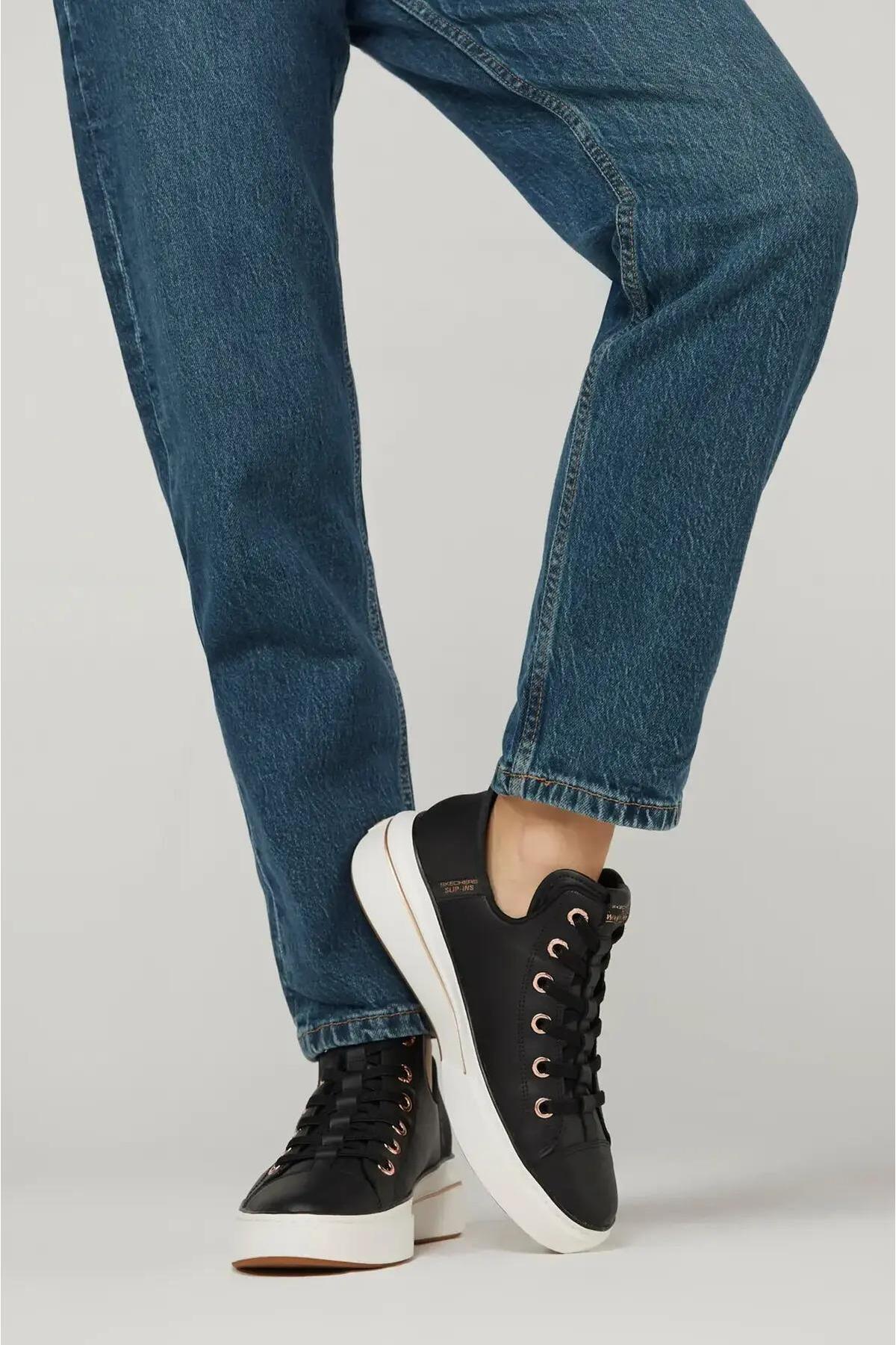 اسکچرز کفش ورزشی راحتی زنانه Snoop On مشکی چرم