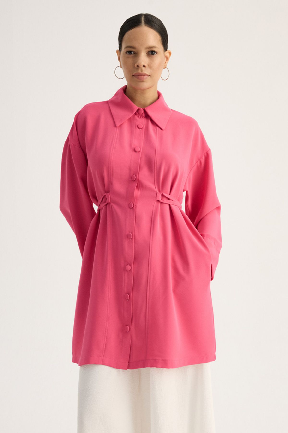 ZÜLAYS-Fuchsia Shirt Collar Tunic 2