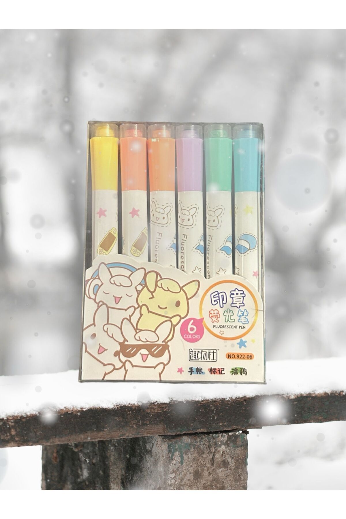 Kromi FİGÜRLÜ BASKILI FOSFORLU KALEM 6 RENKLİ