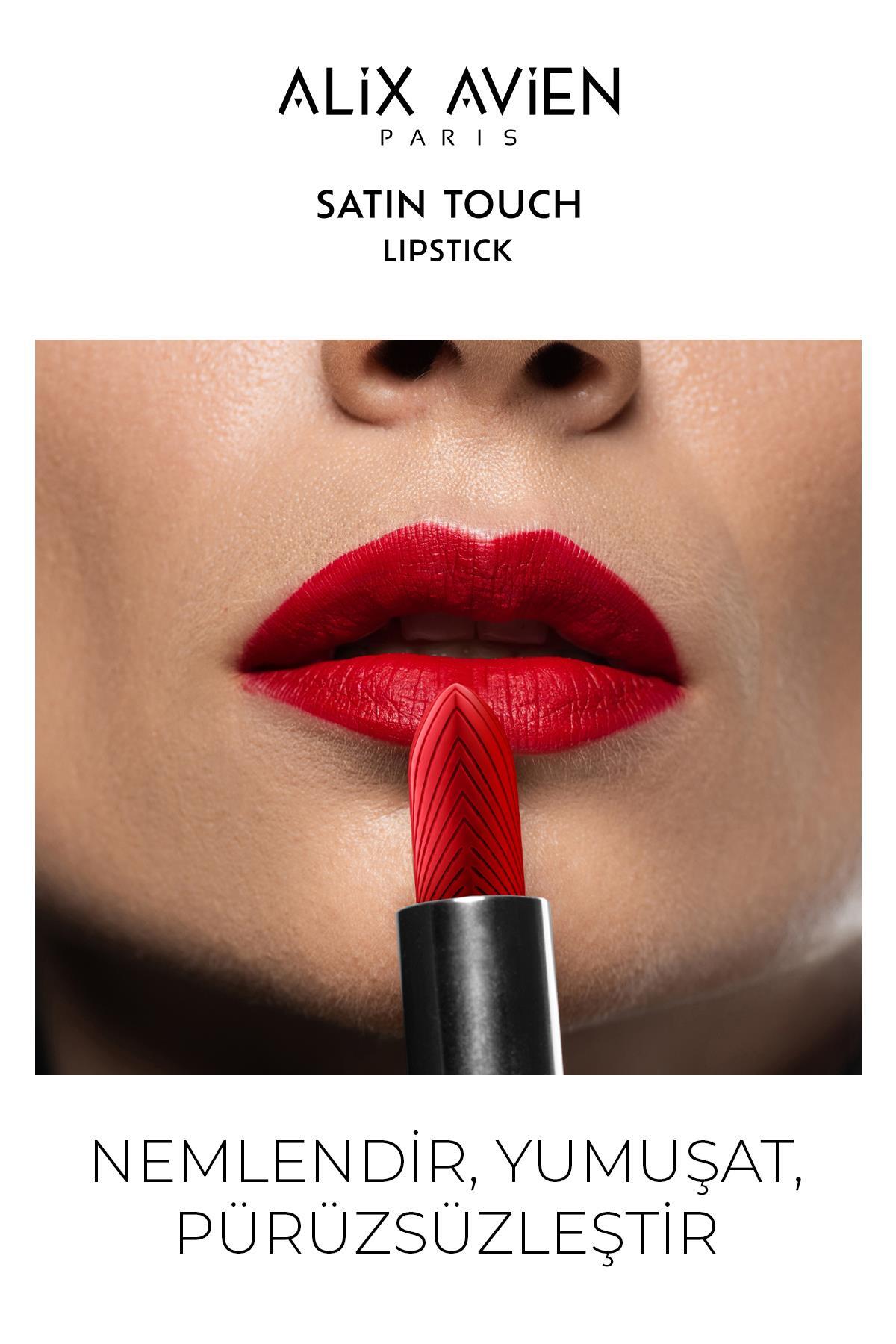 Uzun Süre Kalıcı Nemlendirici Pürüzsüz Etkili Yarı Mat Ruj - Satin Touch Lipstick 827 Bordeaux — قرمز SATINTOUCH — تصویر 4 از 8